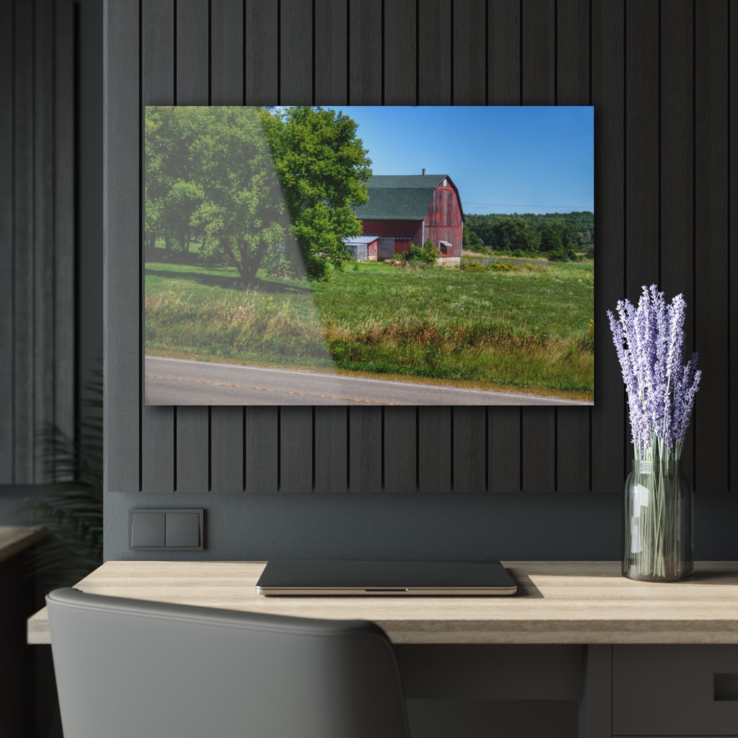U R There Photography Clark Road Hillside Red II Rustic Farmhouse Acrylic Wall Print