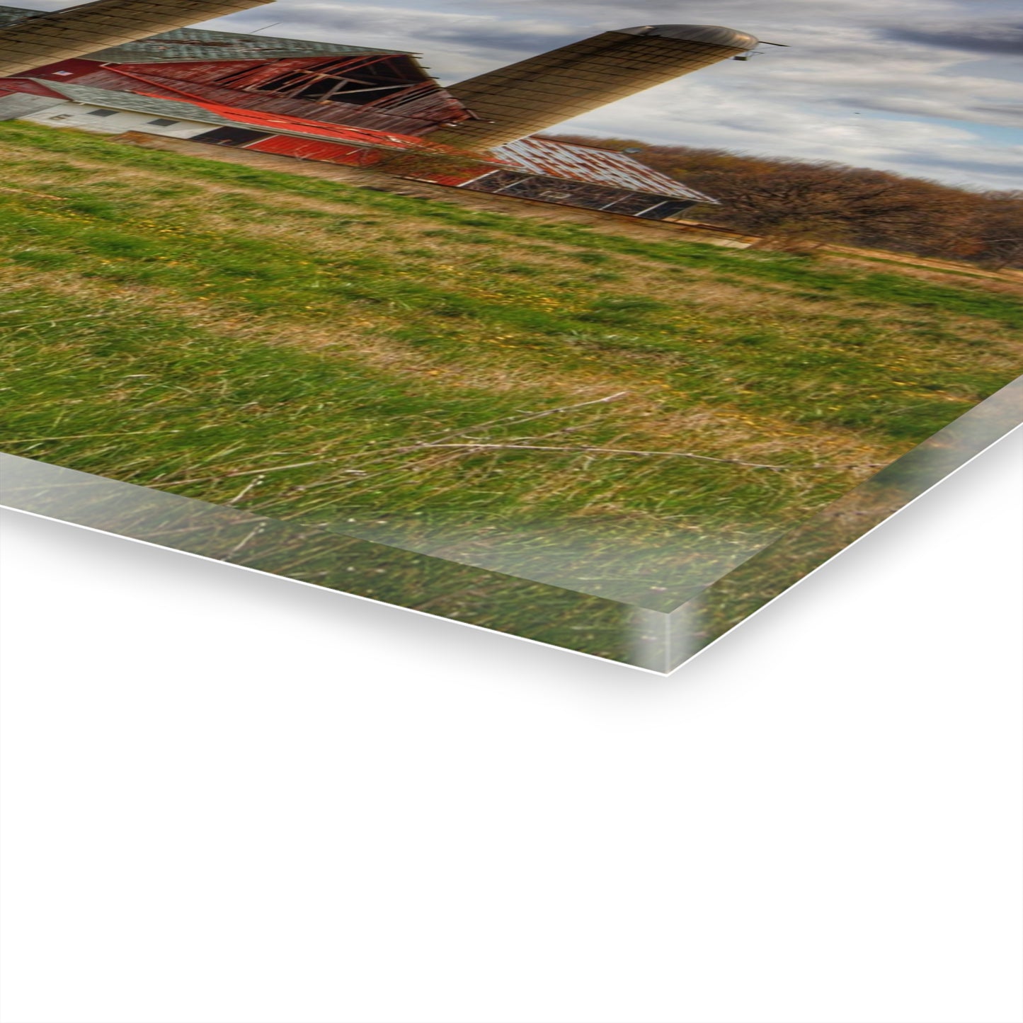 U R There Photography Centerline Road Red Rustic Farmhouse Acrylic Wall Print
