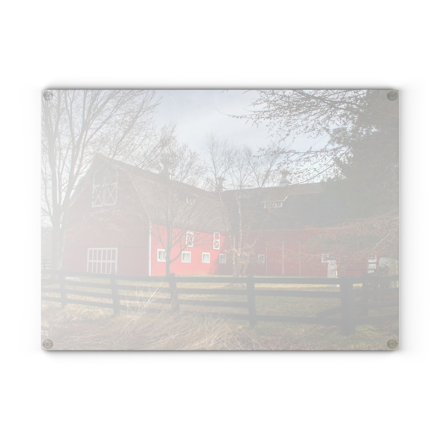U R There Photography Thornville Road Red Rustic Farmhouse Tempered-Glass Cutting Board