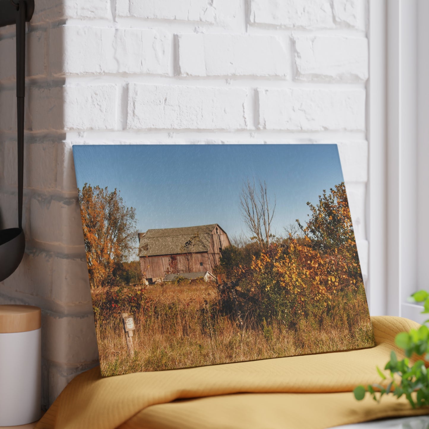 U R There Photography Clothier Road Red I Rustic Farmhouse Tempered-Glass Cutting Board