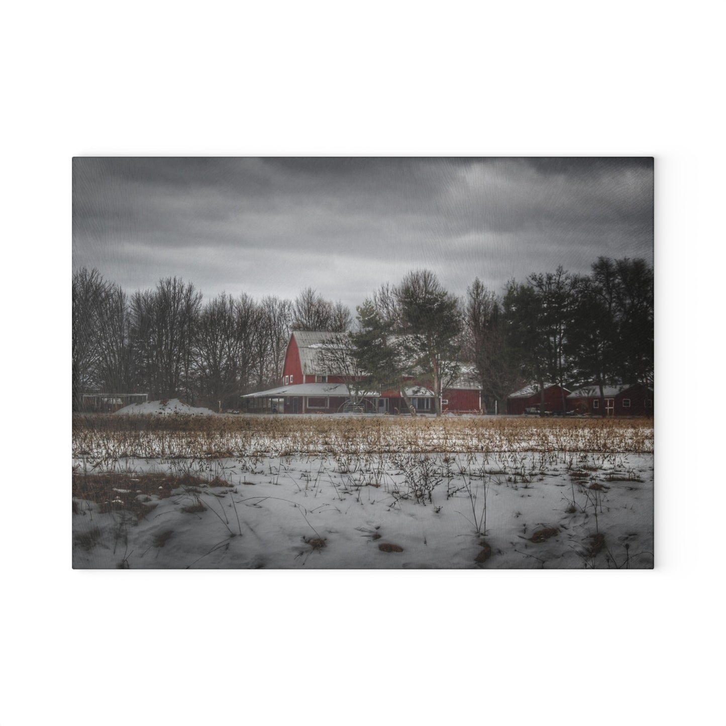 U R There Photography Across the Field in Thornville Rustic Farmhouse Tempered-Glass Cutting Board