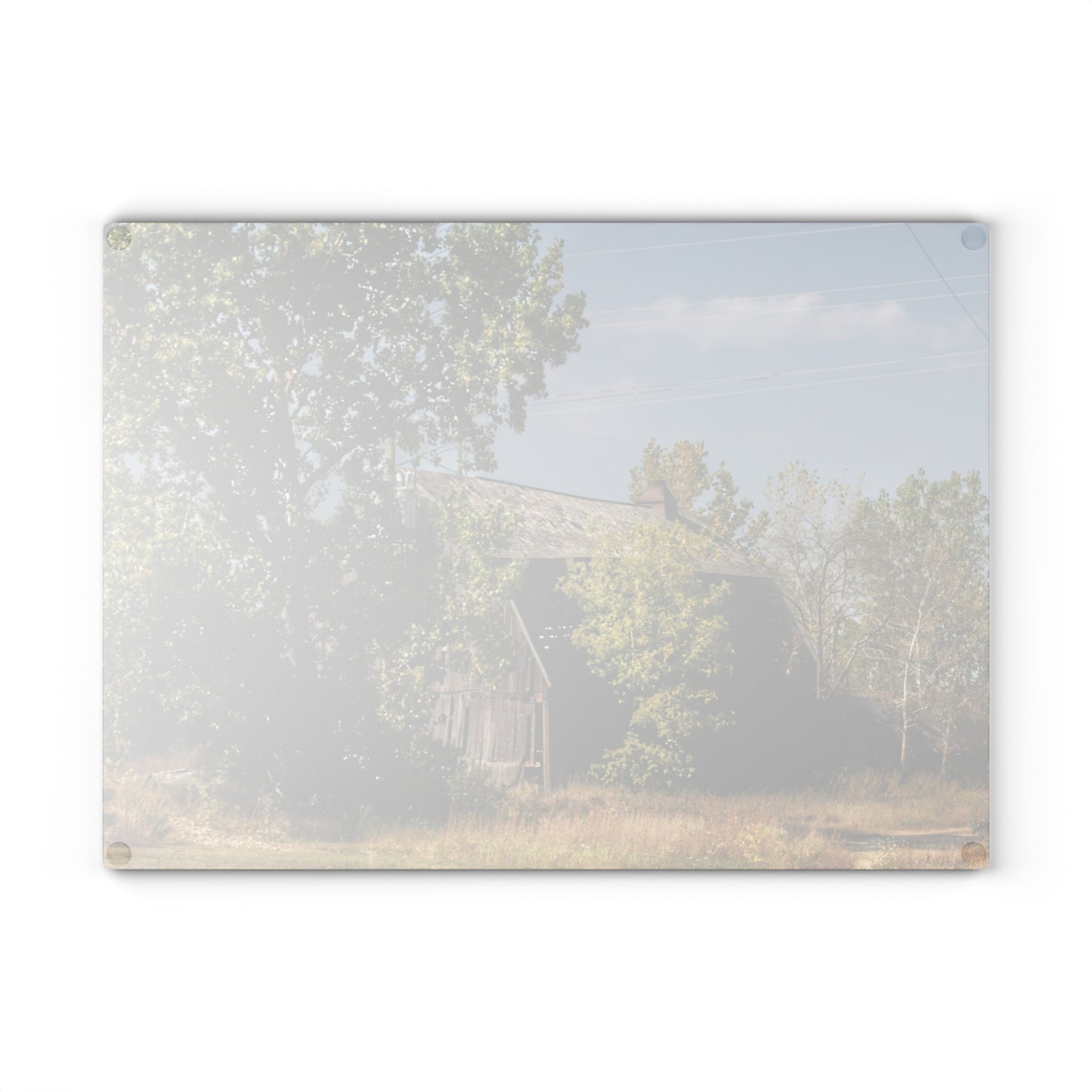 U R There Photography Barnes Road Grey Rustic Farmhouse Tempered-Glass Cutting Board