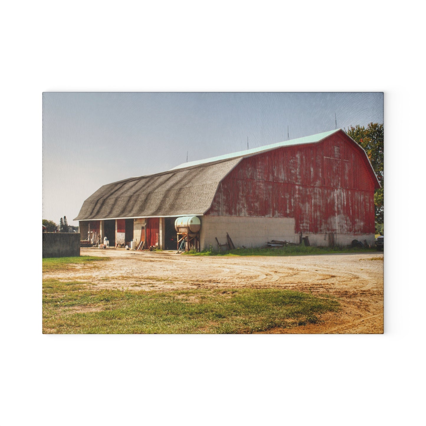 U R There Photography Quonset Barn Rustic Farmhouse Tempered-Glass Cutting Board