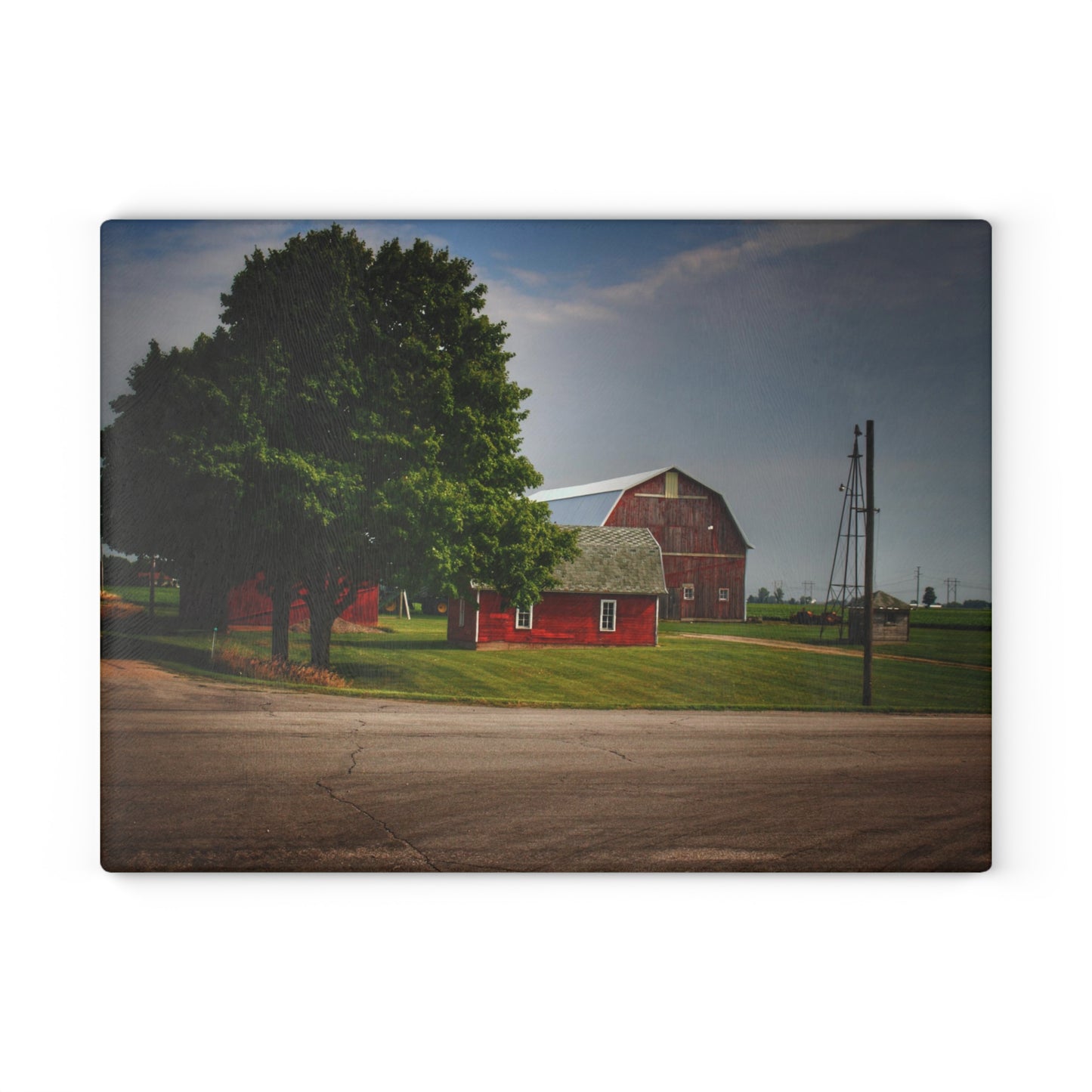U R There Photography Bradford Road Reds Rustic Farmhouse Tempered-Glass Cutting Board