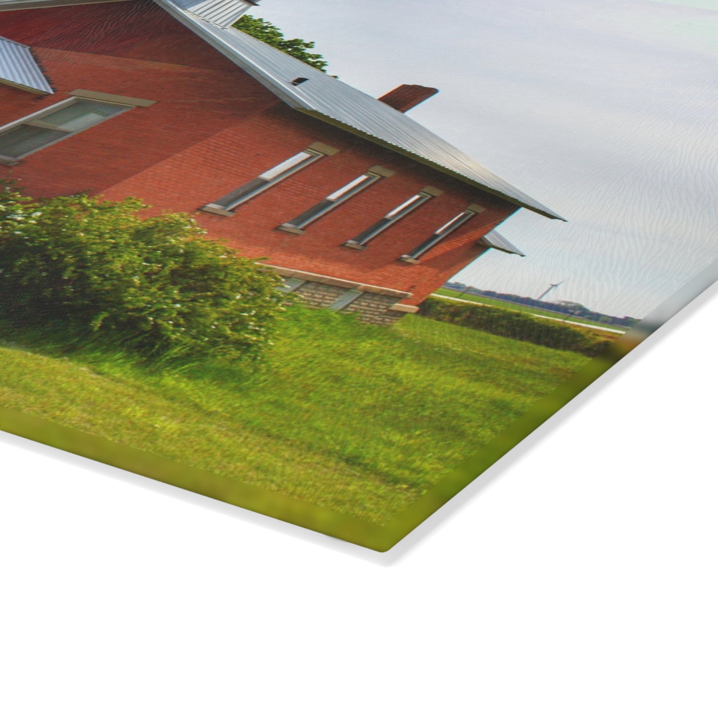 U R There Photography French Road Old Standard Schoolhouse I Rustic Farmhouse Tempered-Glass Cutting Board