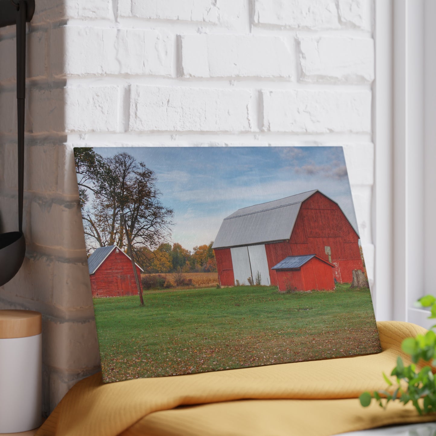 U R There Photography Ruth Reds Rustic Farmhouse Tempered-Glass Cutting Board