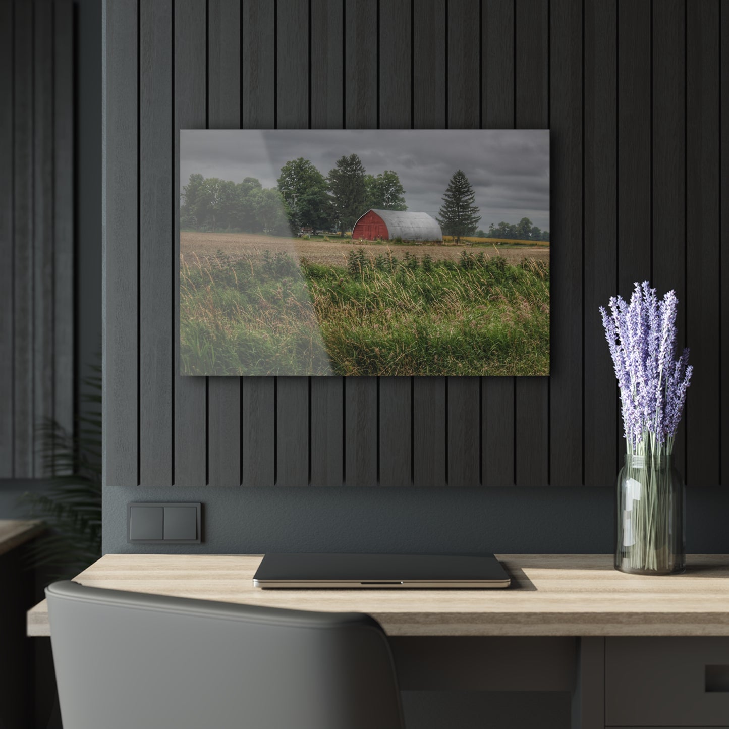 U R There Photography Mayville Road Red Quonset Rustic Farmhouse Acrylic Wall Print