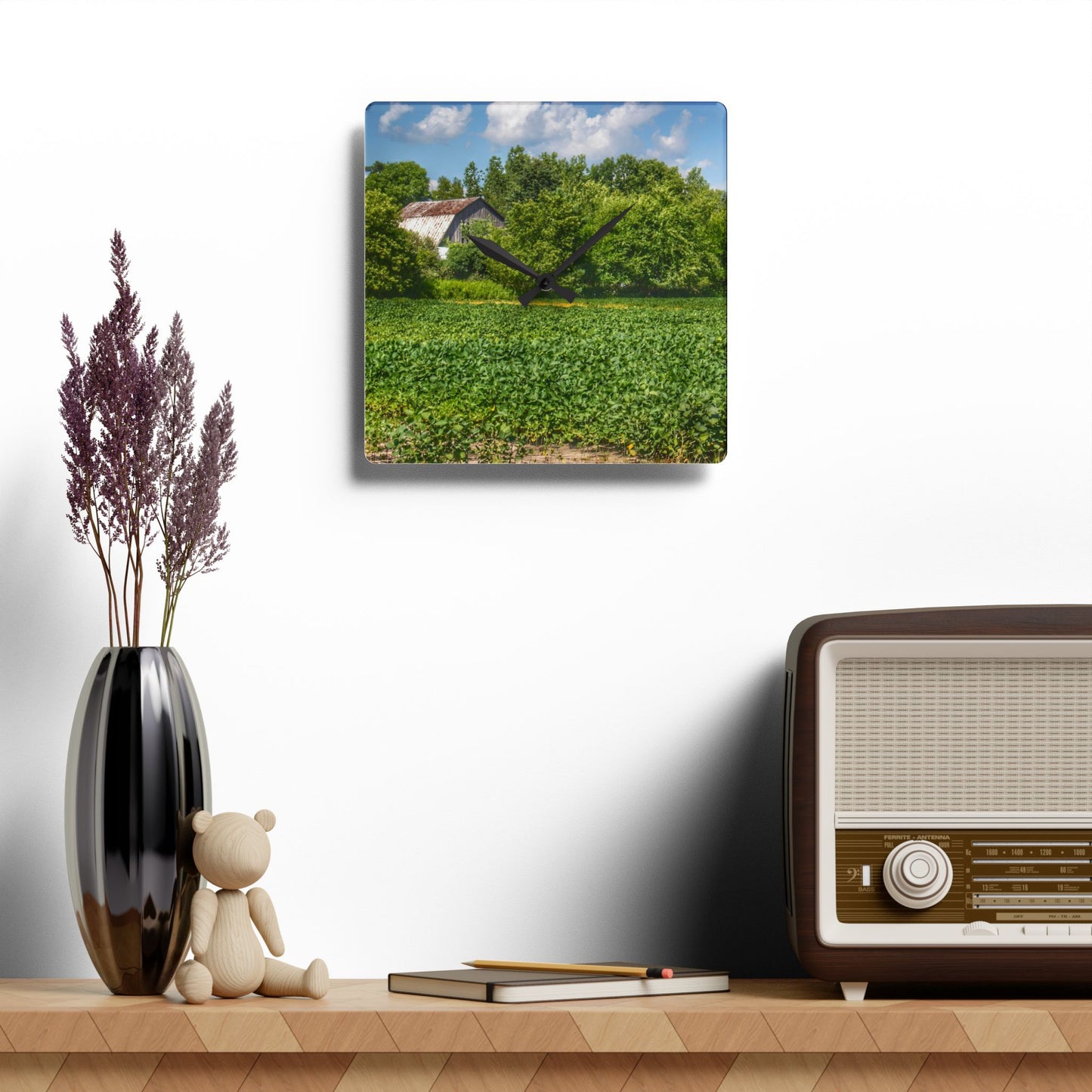 U R There Photography Canada Road Hidden Rustic Farmhouse Acrylic Analog Wall Clock