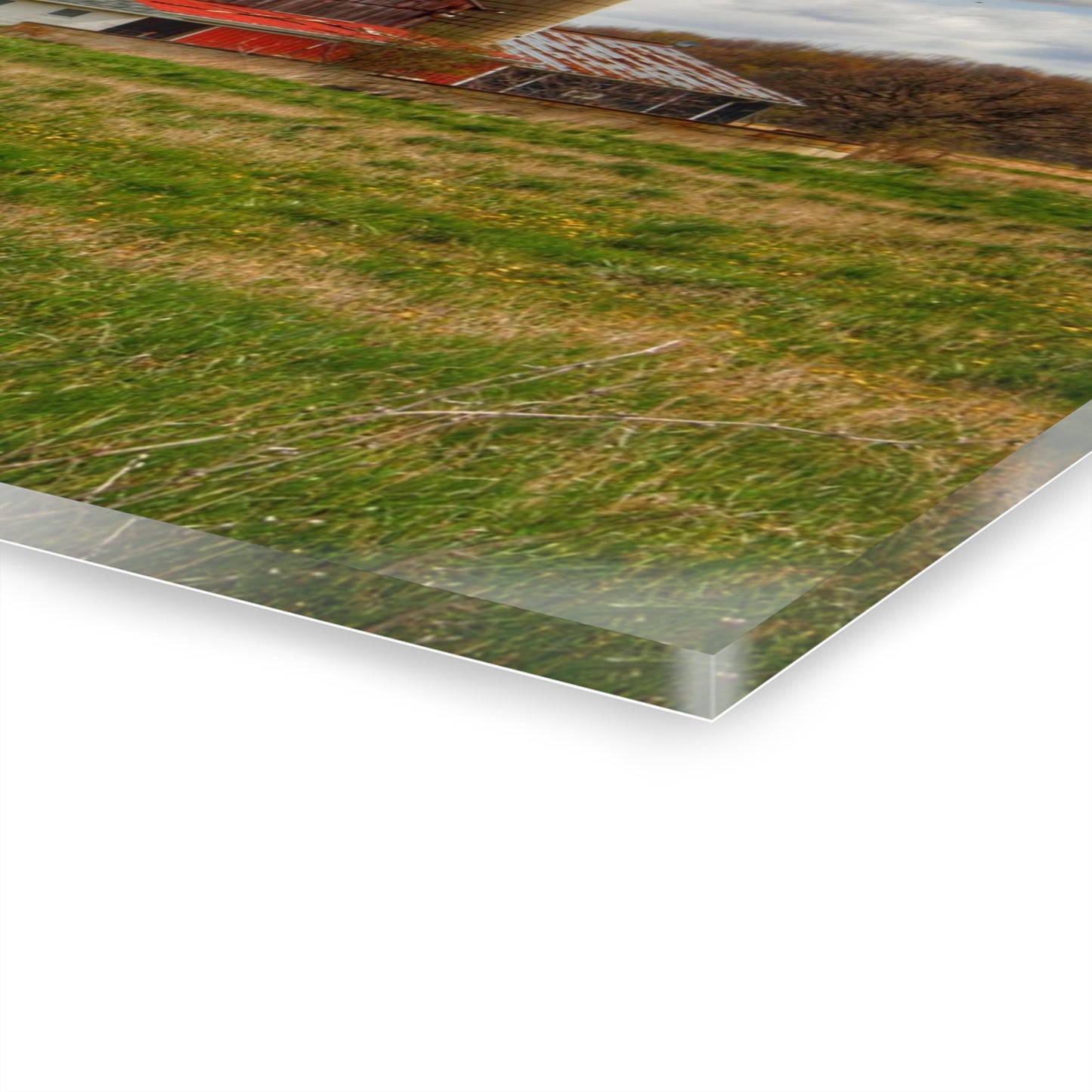 U R There Photography Centerline Road Red Rustic Farmhouse Acrylic Wall Print