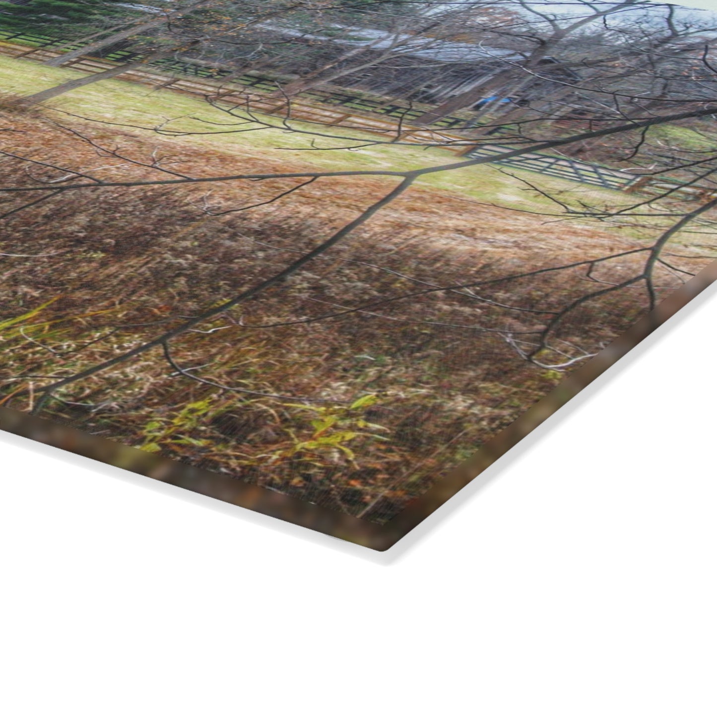 U R There Photography Brewer Road Hidden Grey Rustic Farmhouse Tempered-Glass Cutting Board