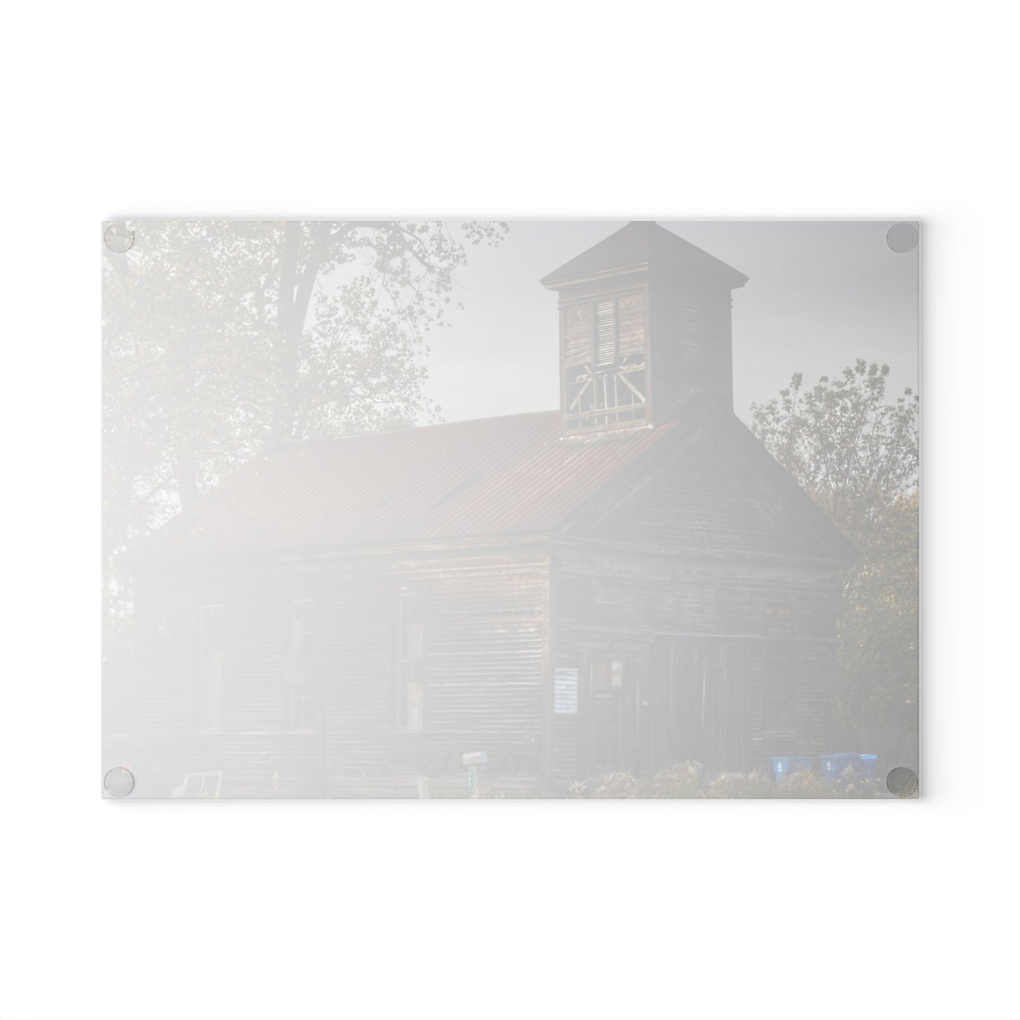 U R There Photography Taylor Road Church of Old Rustic Farmhouse Tempered-Glass Cutting Board