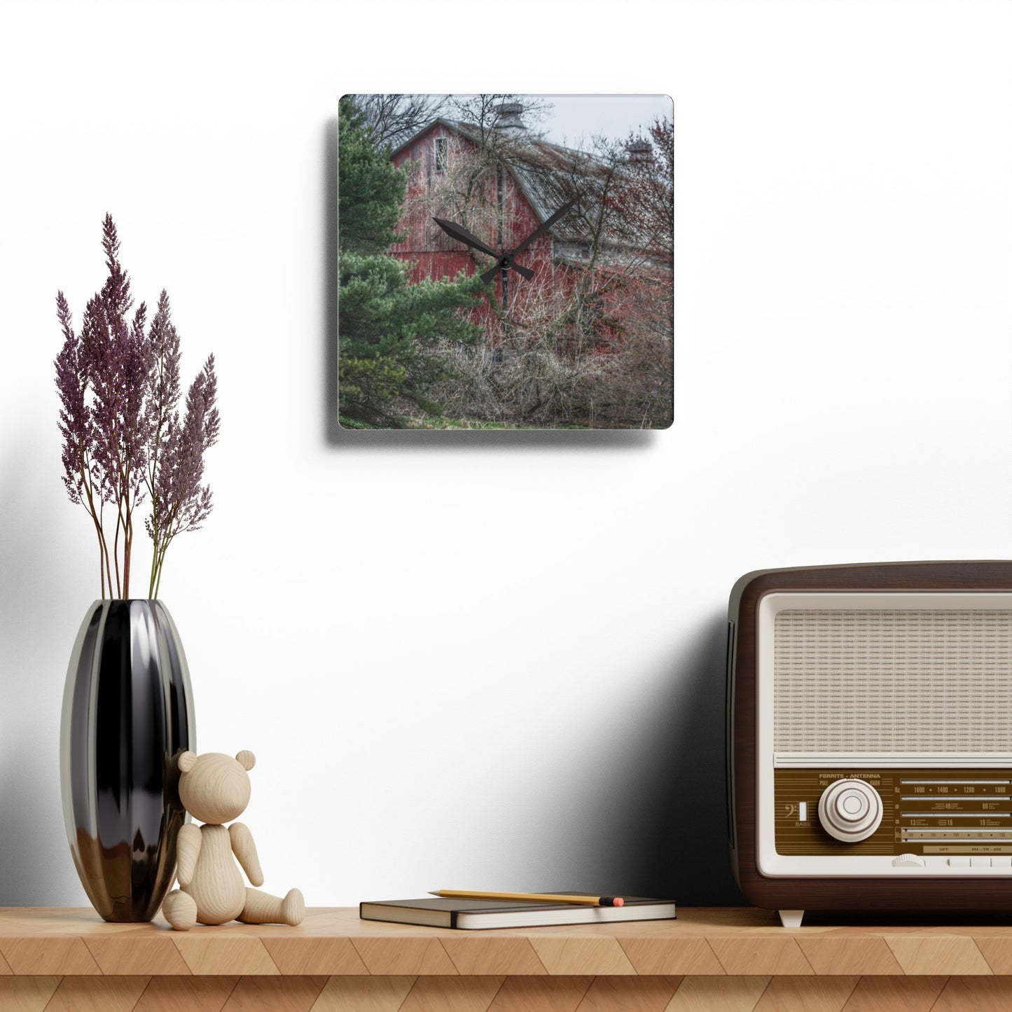 U R There Photography Morris Road Hidden Rustic Farmhouse Acrylic Analog Wall Clock