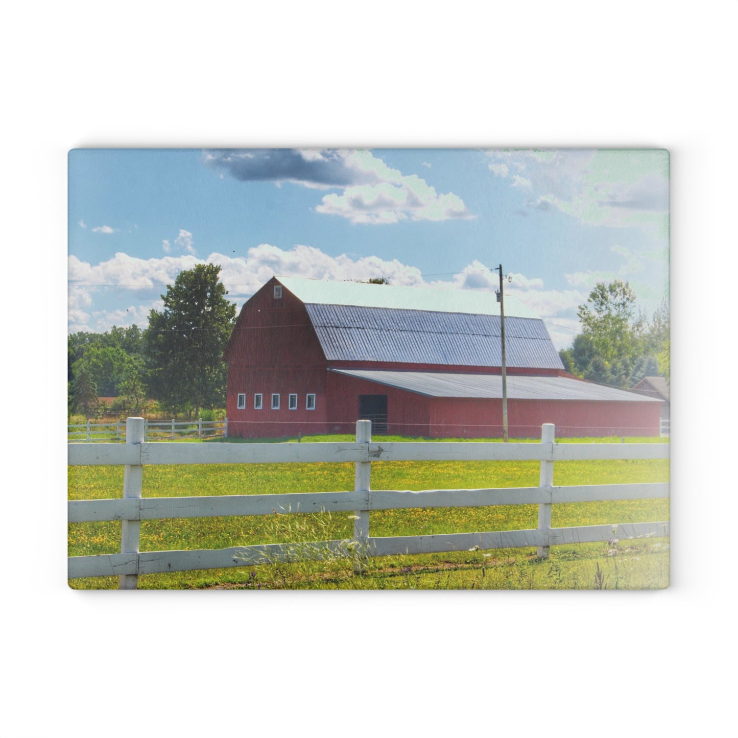 U R There Photography Burt Road Red Rustic Farmhouse Tempered-Glass Cutting Board
