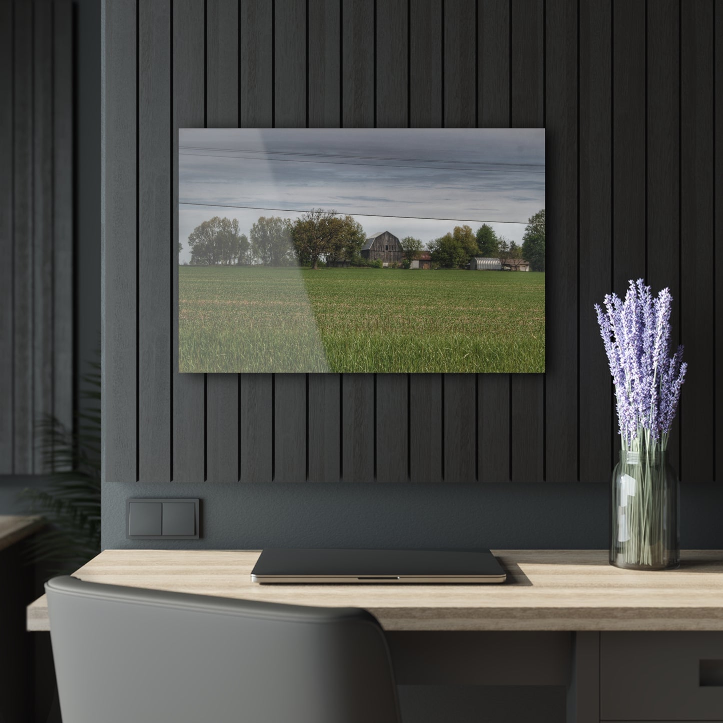 U R There Photography Old Grey Across the Field Rustic Farmhouse Acrylic Wall Print