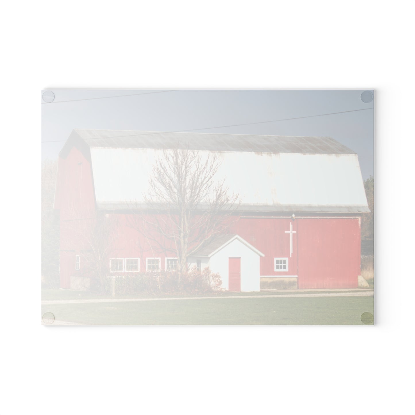 U R There Photography Bray Road Red I Rustic Farmhouse Tempered-Glass Cutting Board