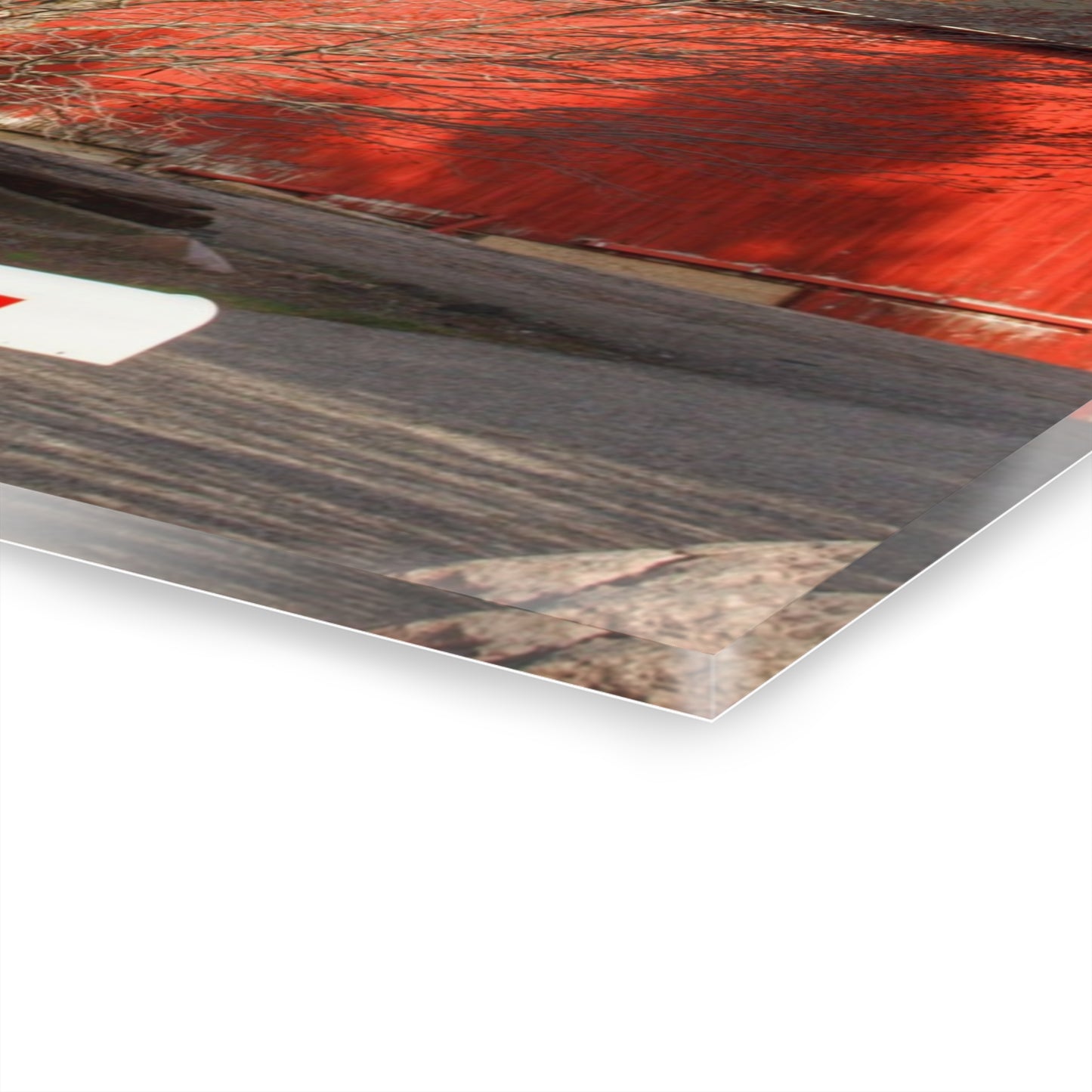 U R There Photography West Sutton Road Red Rustic Farmhouse Acrylic Wall Print