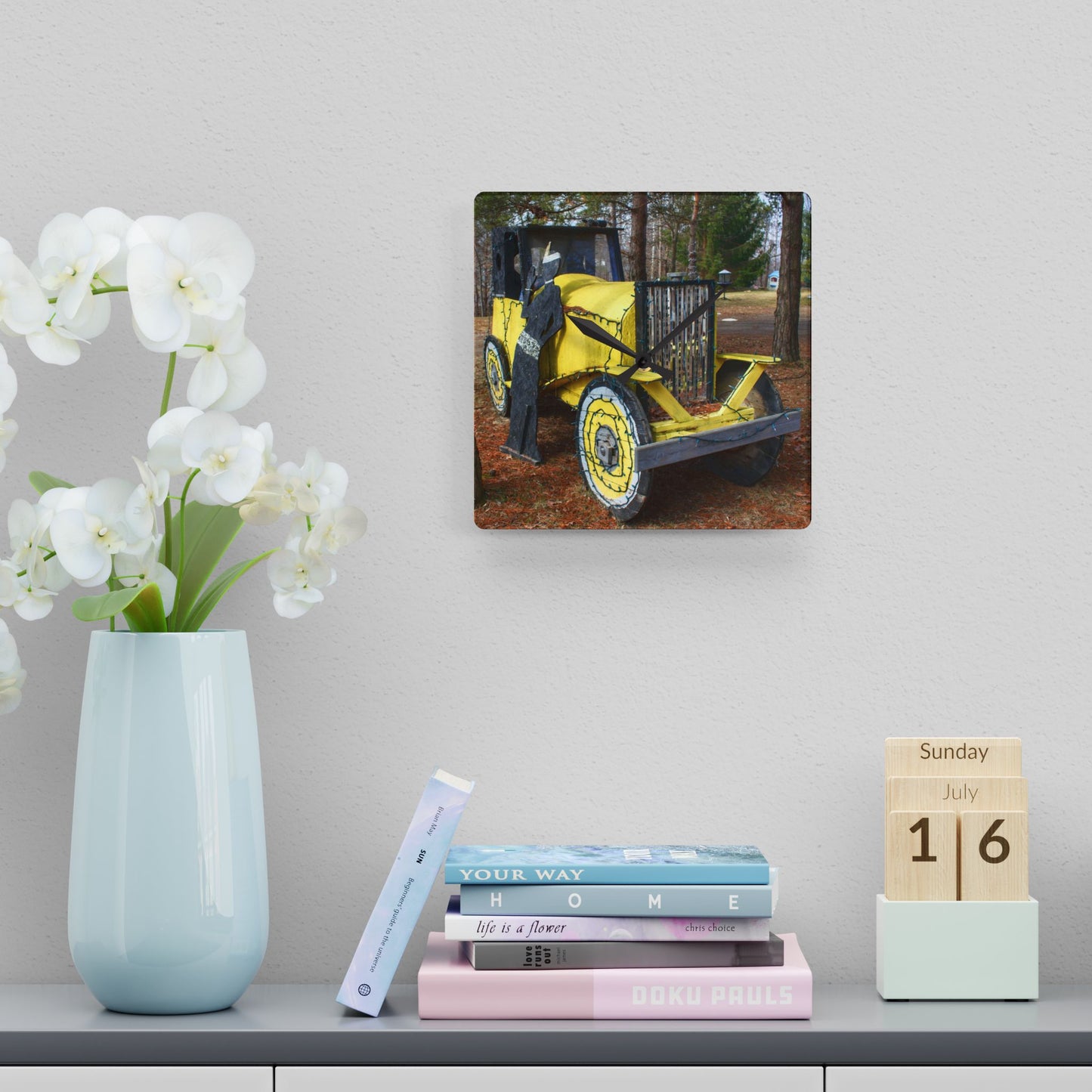 U R There Photography Hickory Place Yard Art II Rustic Farmhouse Acrylic Analog Wall Clock