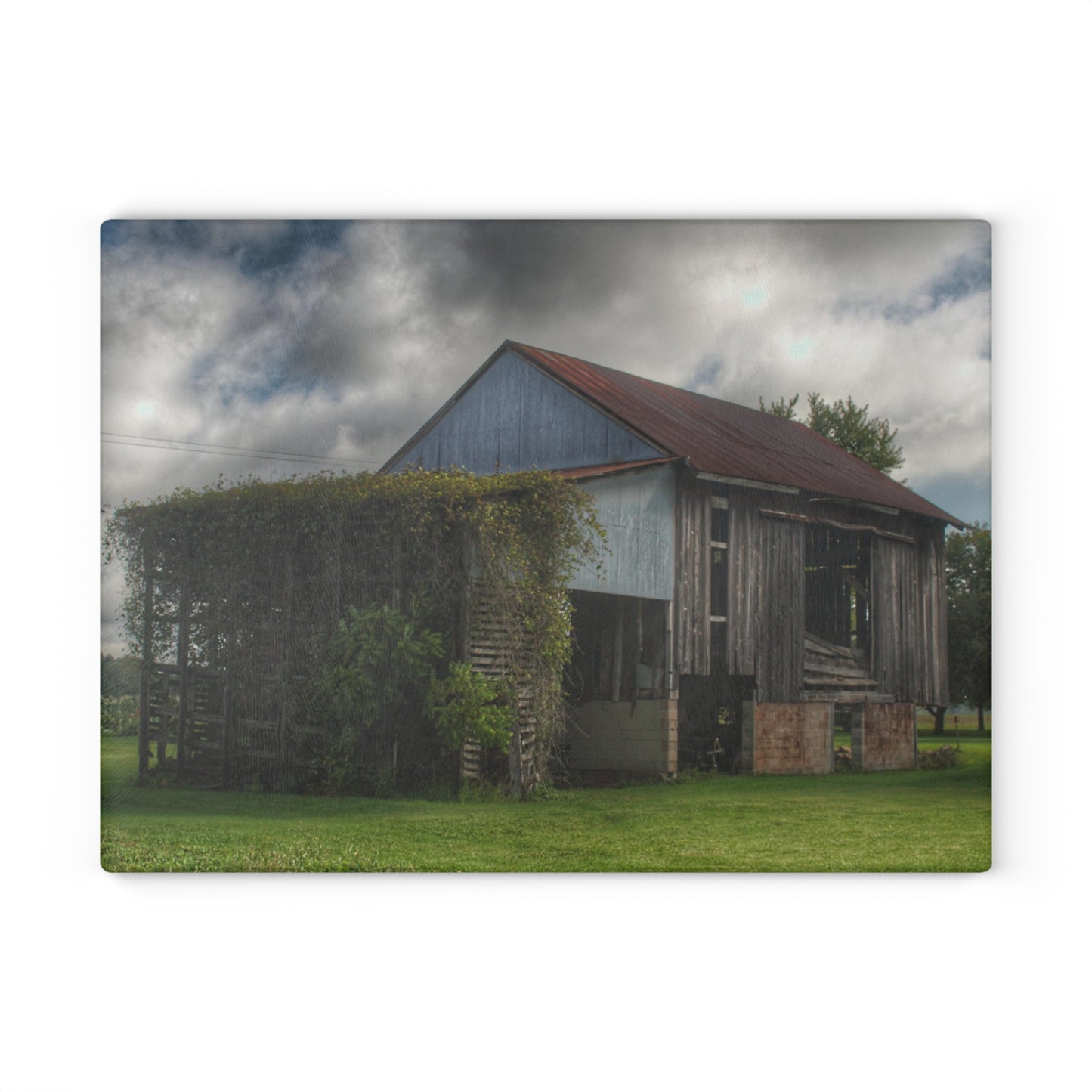 U R There Photography Pergola Barn Rustic Farmhouse Tempered-Glass Cutting Board