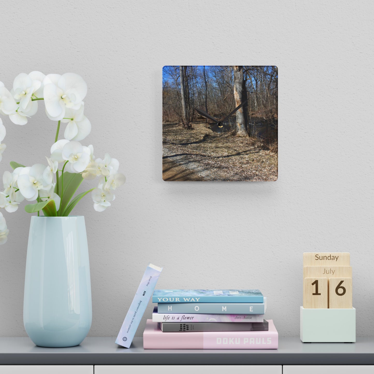 U R There Photography Creekside Seating Rustic Farmhouse Acrylic Analog Wall Clock