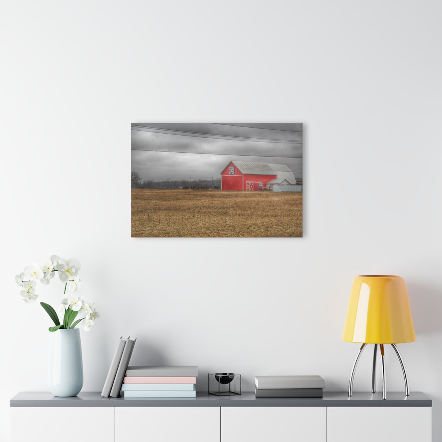 U R There Photography Barnes Road Quilted Red Rustic Farmhouse Acrylic Wall Print