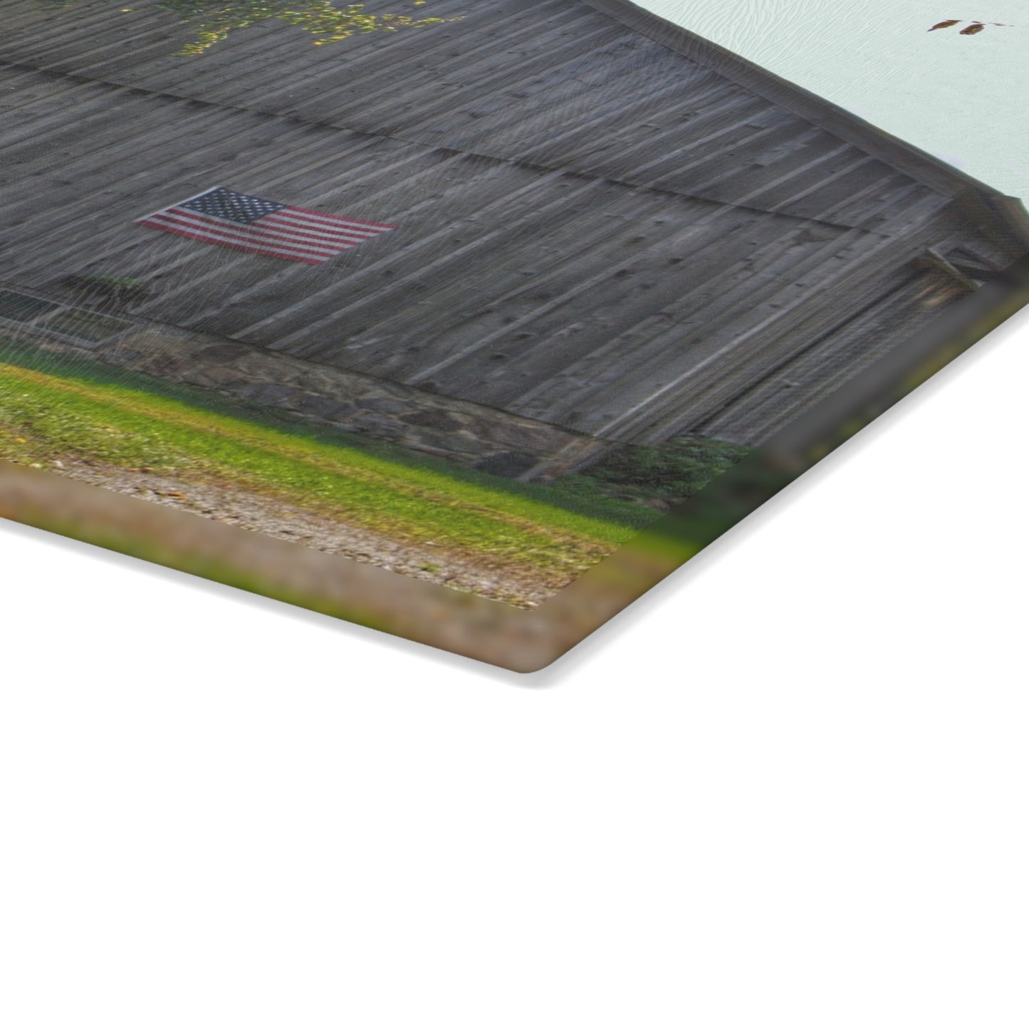 U R There Photography Sutton Road Patriot Grey II Rustic Farmhouse Tempered-Glass Cutting Board