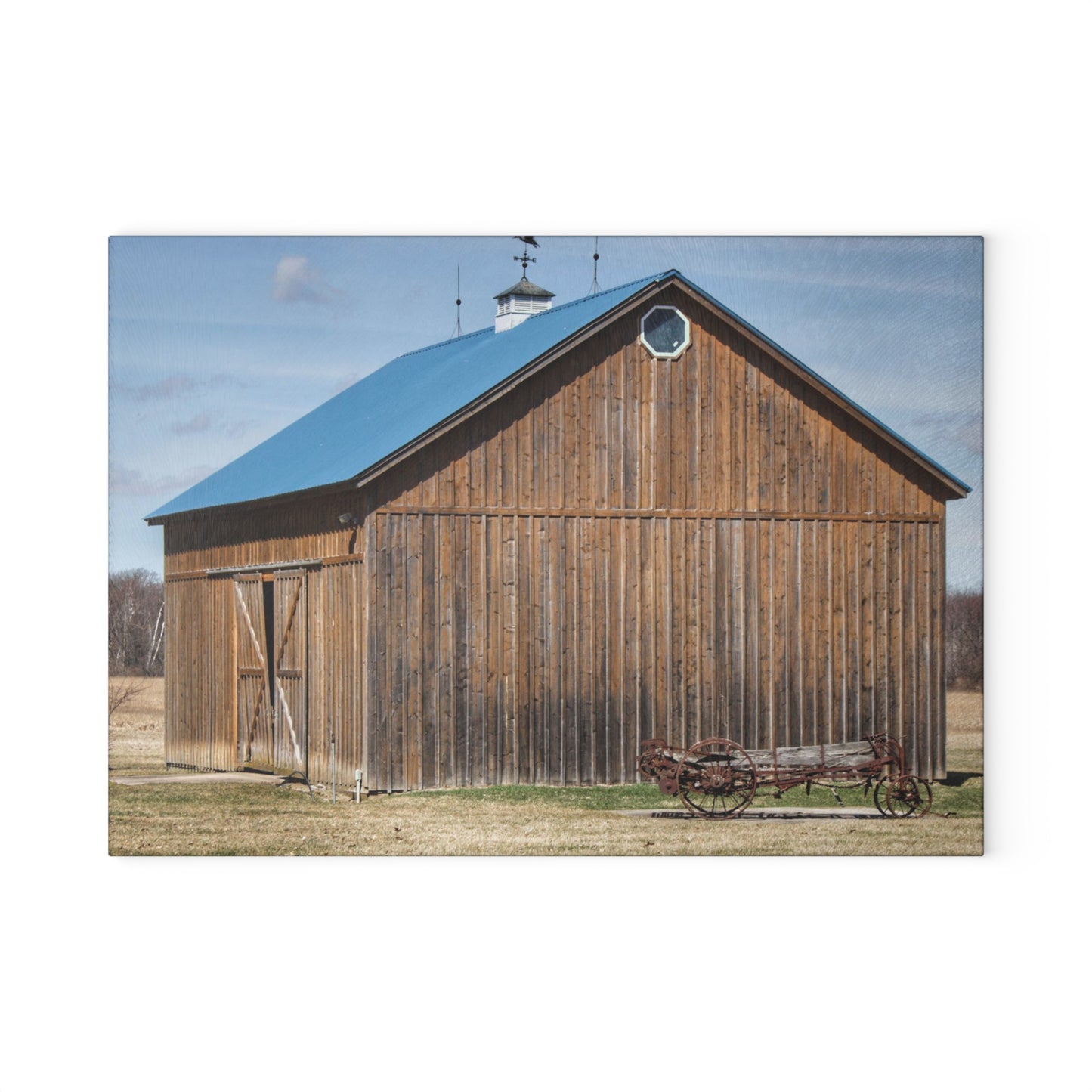 U R There Photography Barn and Buggy Rustic Farmhouse Tempered-Glass Cutting Board