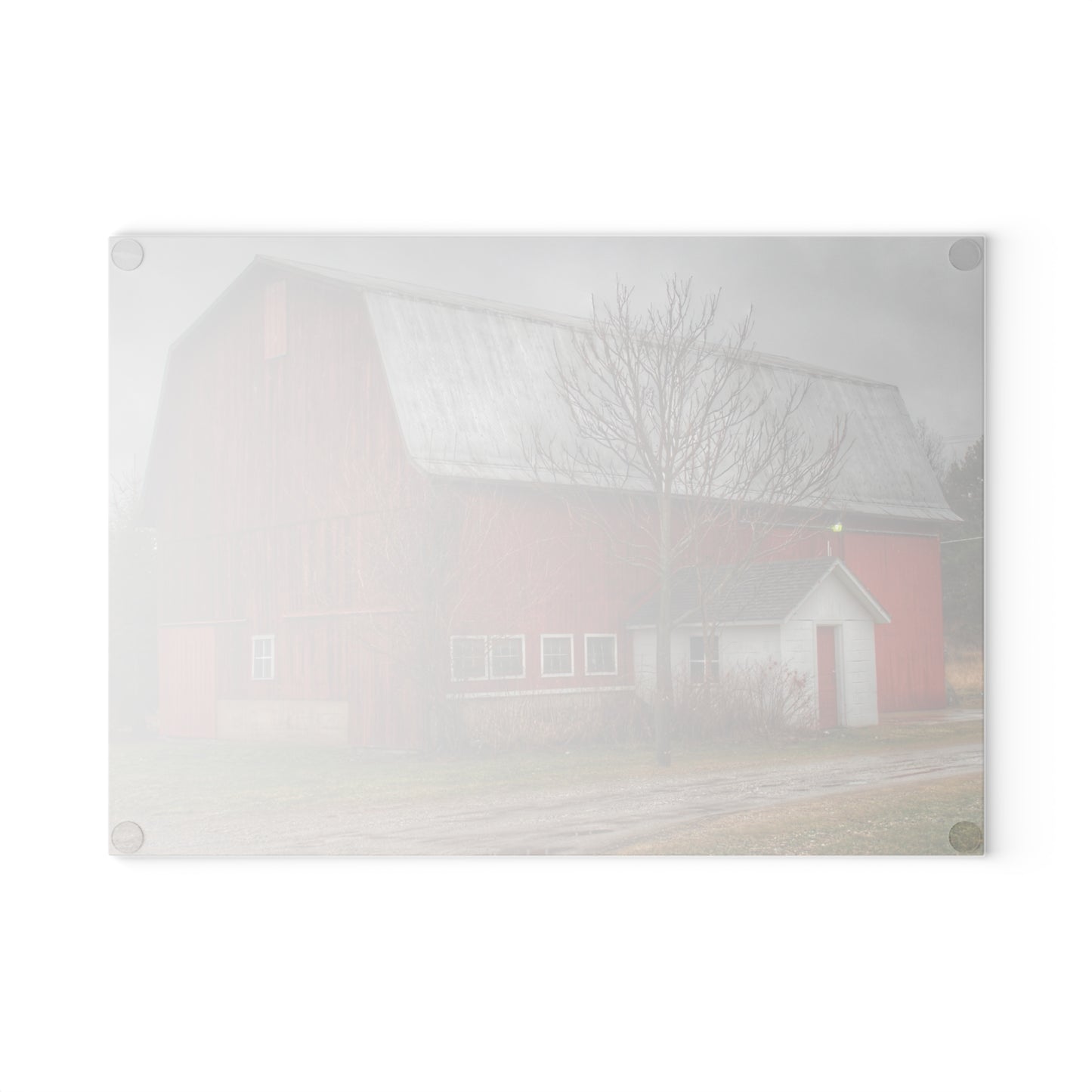 U R There Photography Bray Road Red II Rustic Farmhouse Tempered-Glass Cutting Board