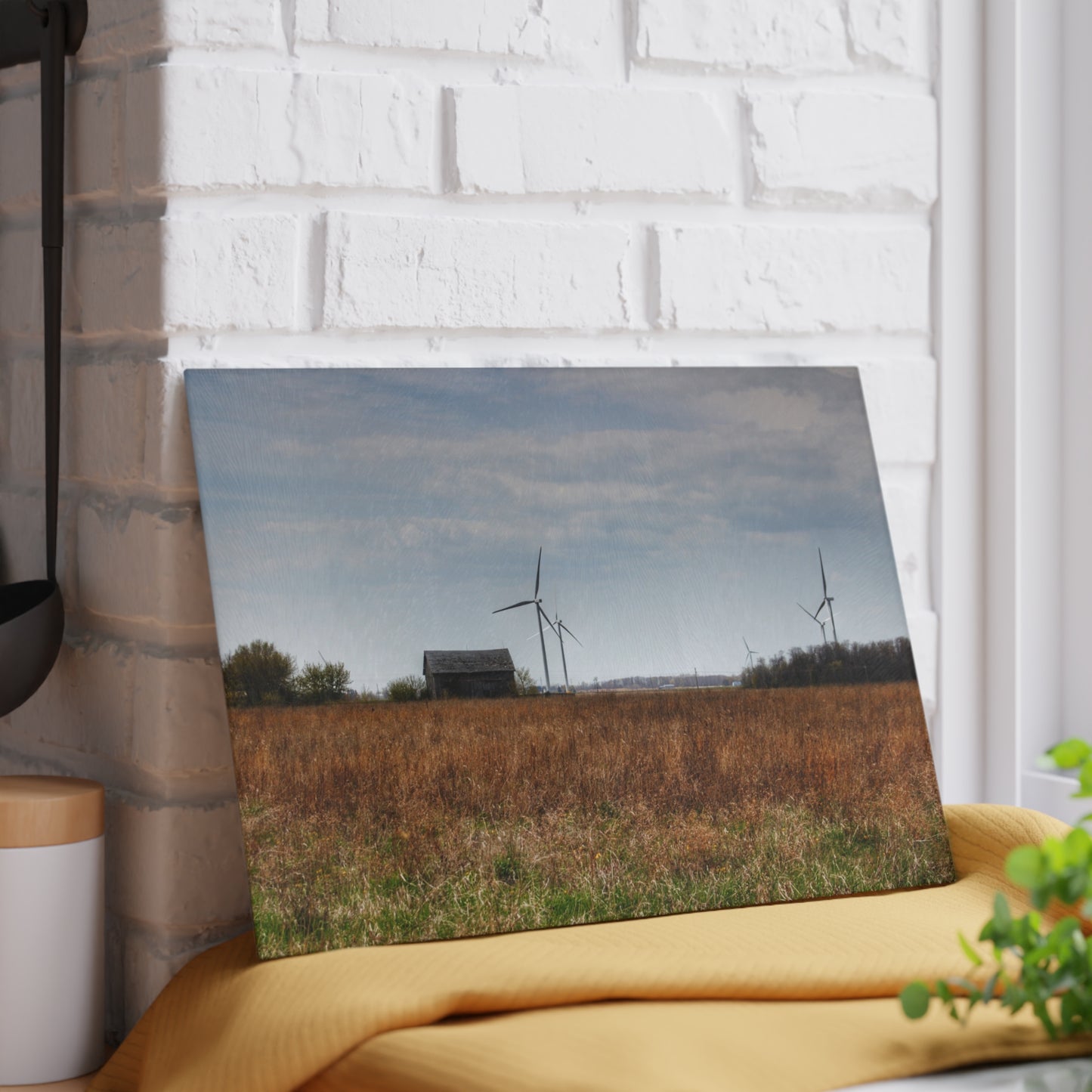 U R There Photography Surin Road Grey Rustic Farmhouse Tempered-Glass Cutting Board