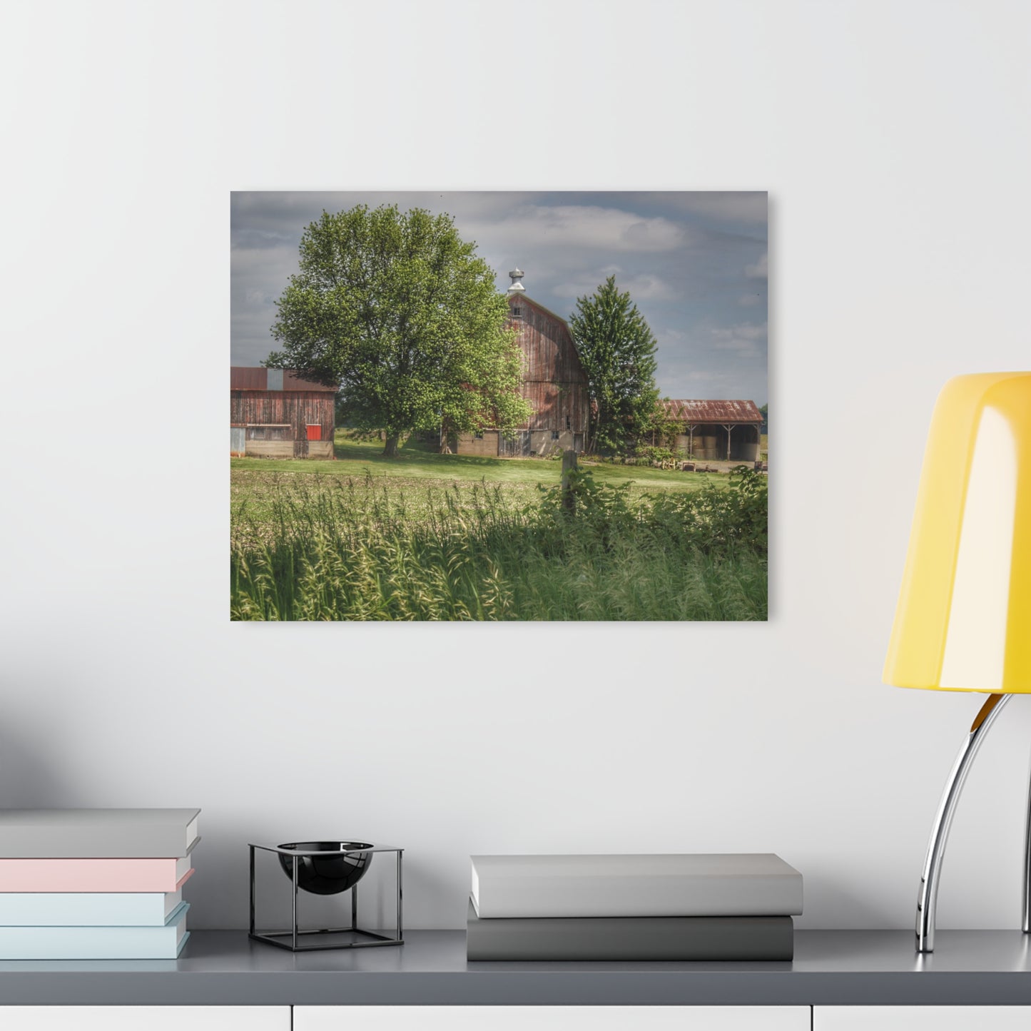 U R There Photography Ross Road Red Rustic Farmhouse Acrylic Wall Print 14 "x 11"
