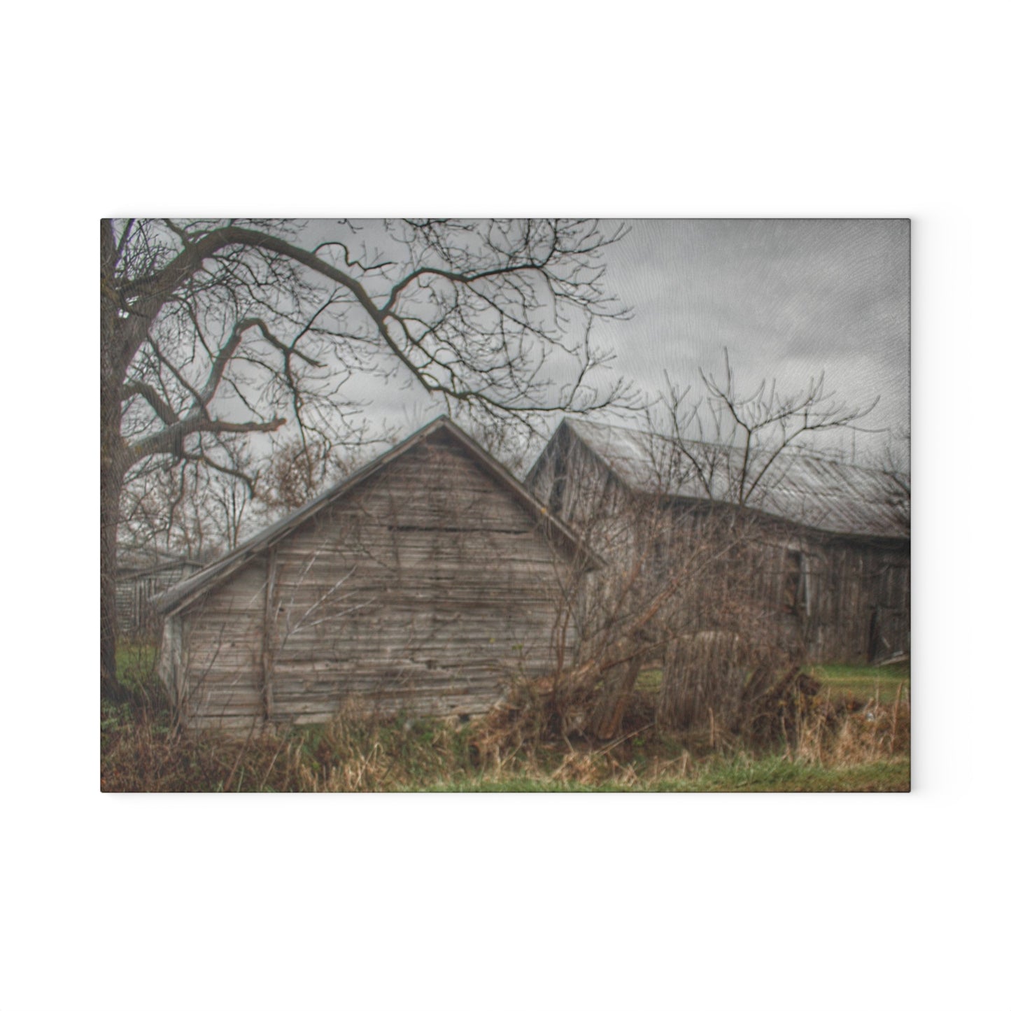 U R There Photography Bowers Road Greys II Rustic Farmhouse Tempered-Glass Cutting Board