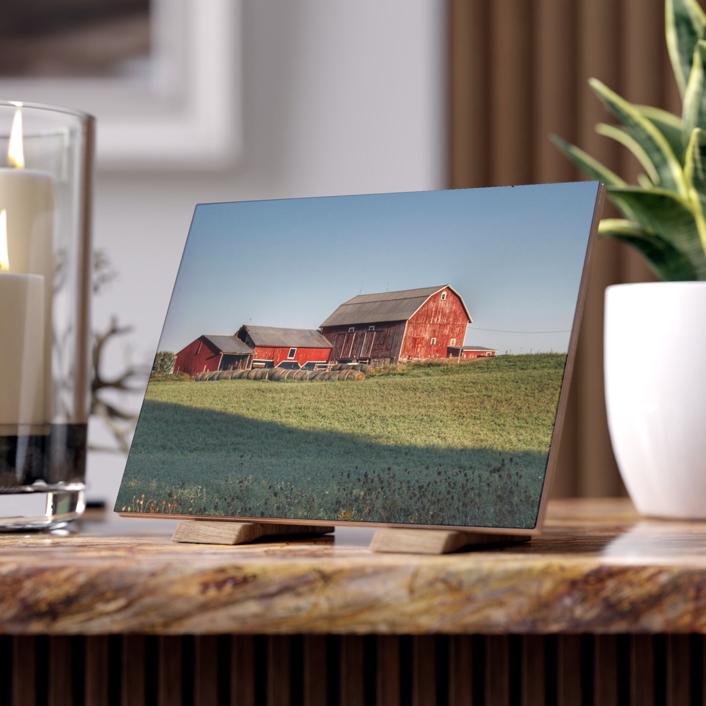 U R There Photography Across the Field in Millington Rustic Farmhouse Decorative Ceramic Tile