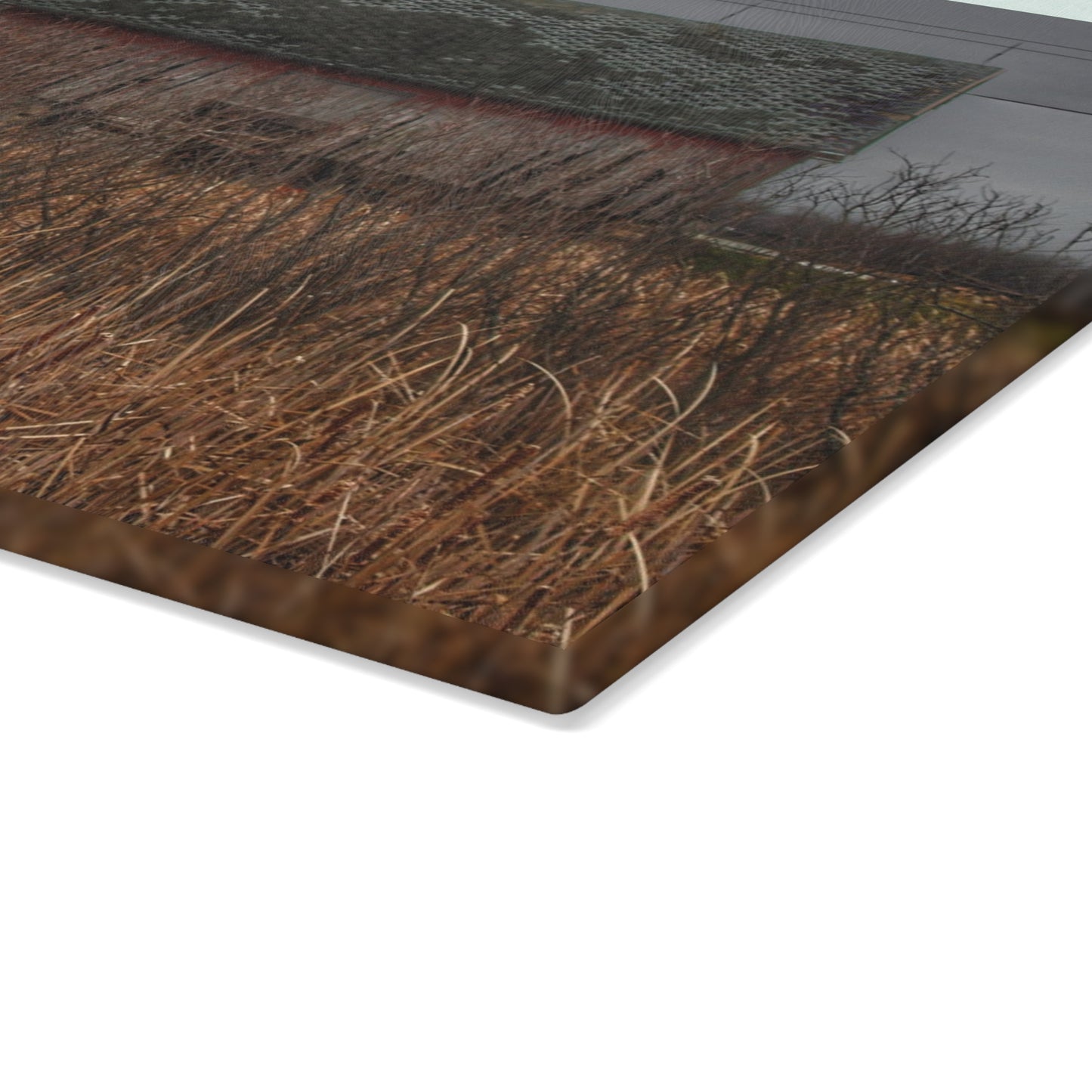 U R There Photography Brown Road Rustic Rustic Farmhouse Tempered-Glass Cutting Board