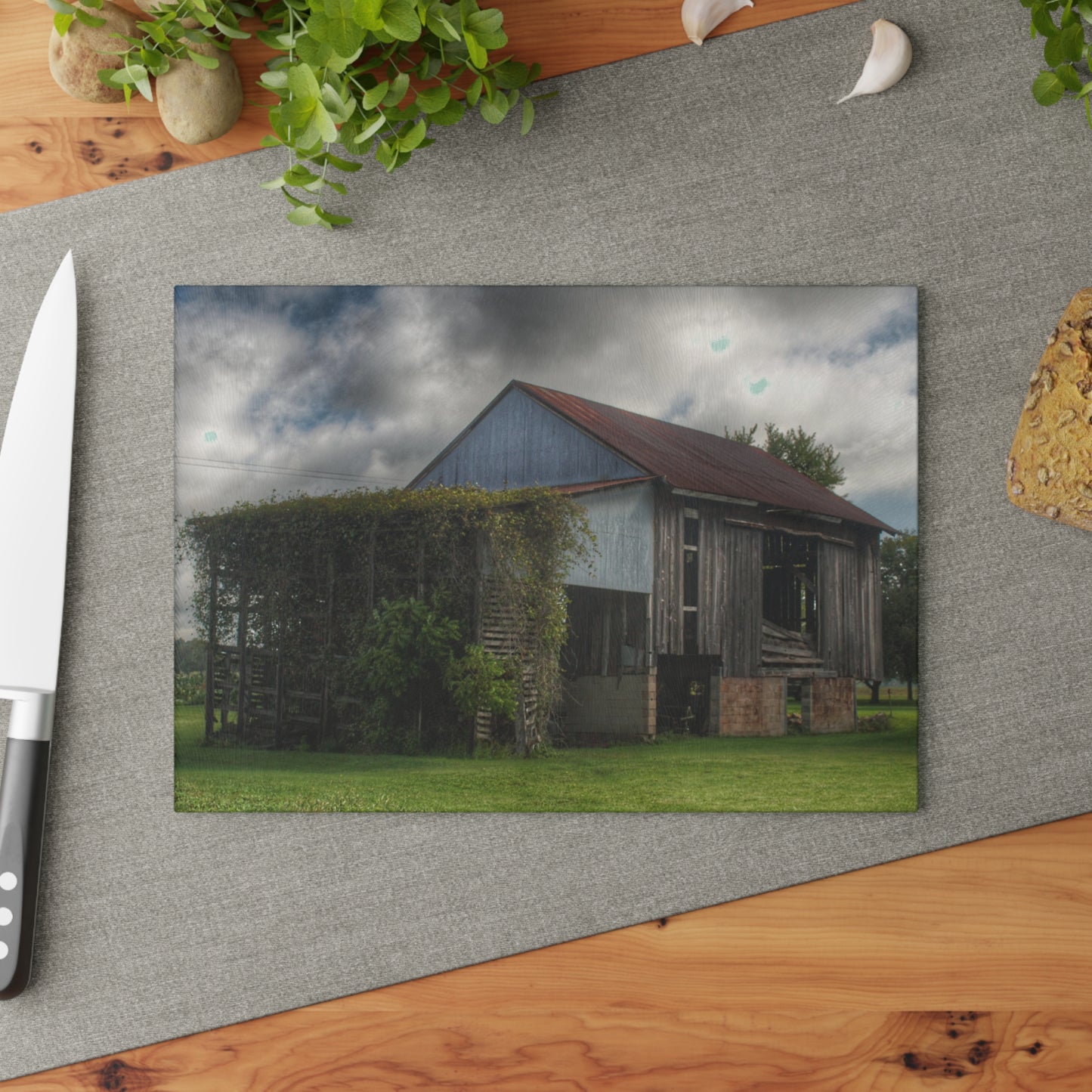 U R There Photography Pergola Barn Rustic Farmhouse Tempered-Glass Cutting Board
