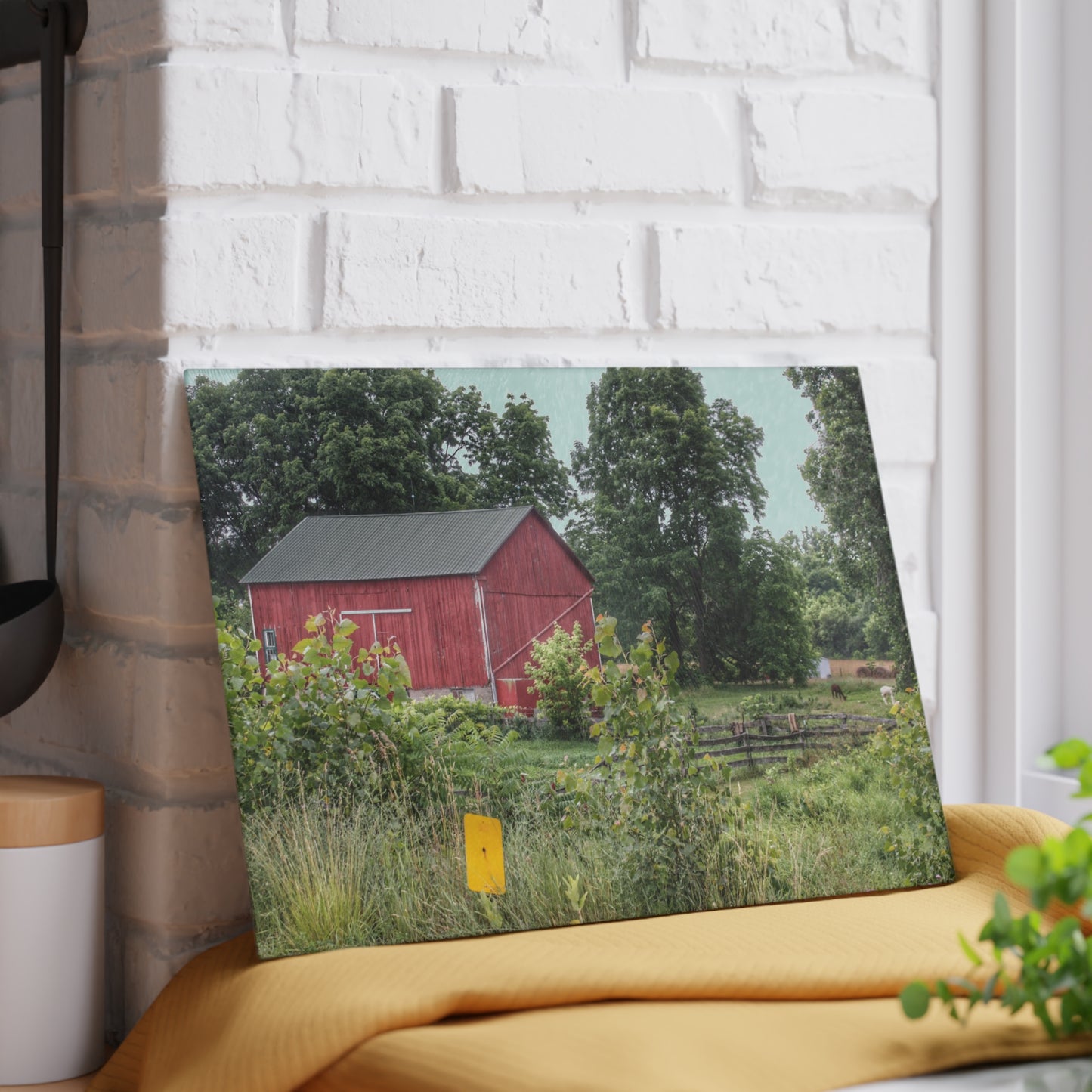U R There Photography Clifford Road Alpaca Barn Rustic Farmhouse Tempered-Glass Cutting Board