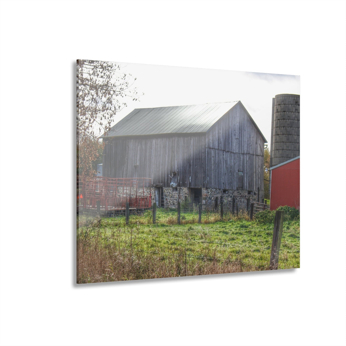 U R There Photography Slattery Road Fieldstone Grey Rustic Farmhouse Acrylic Wall Print