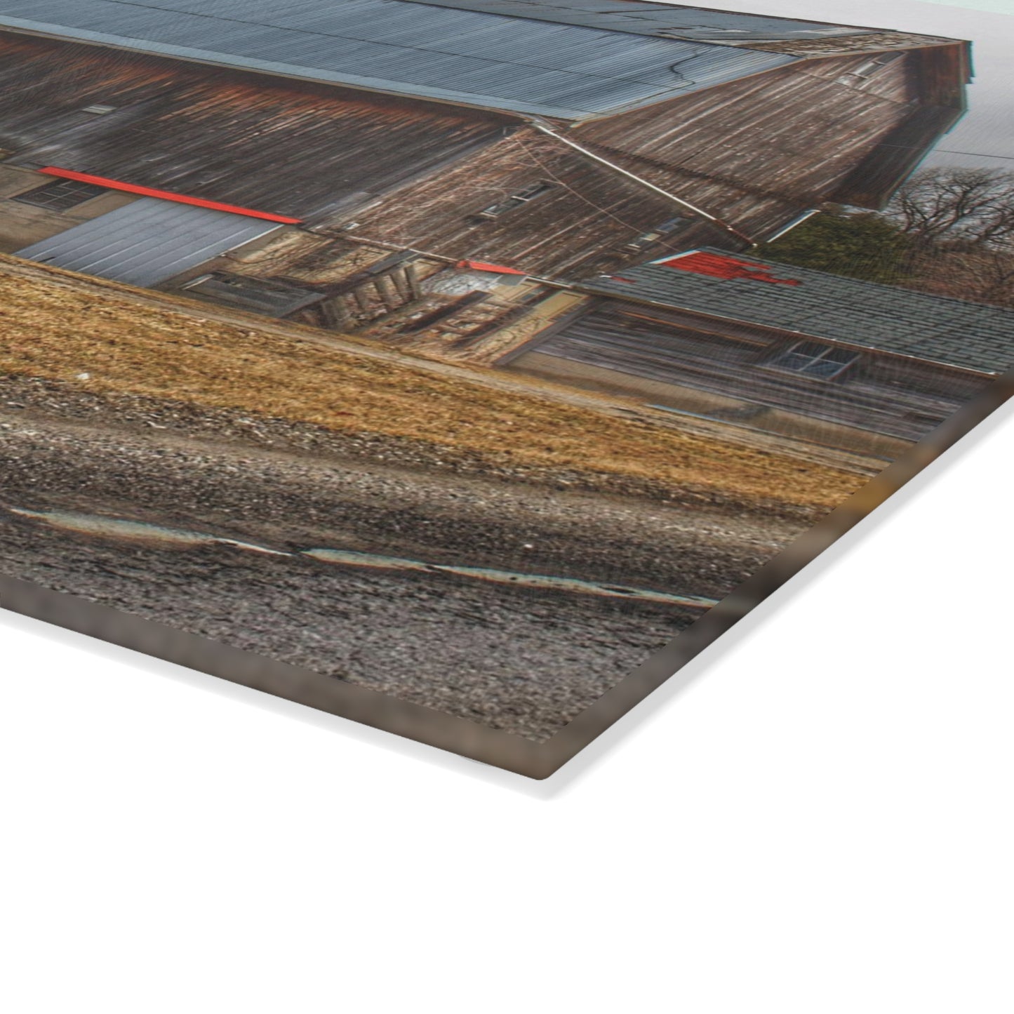 U R There Photography Seymour Lake Roadside Grey Rustic Farmhouse Tempered-Glass Cutting Board