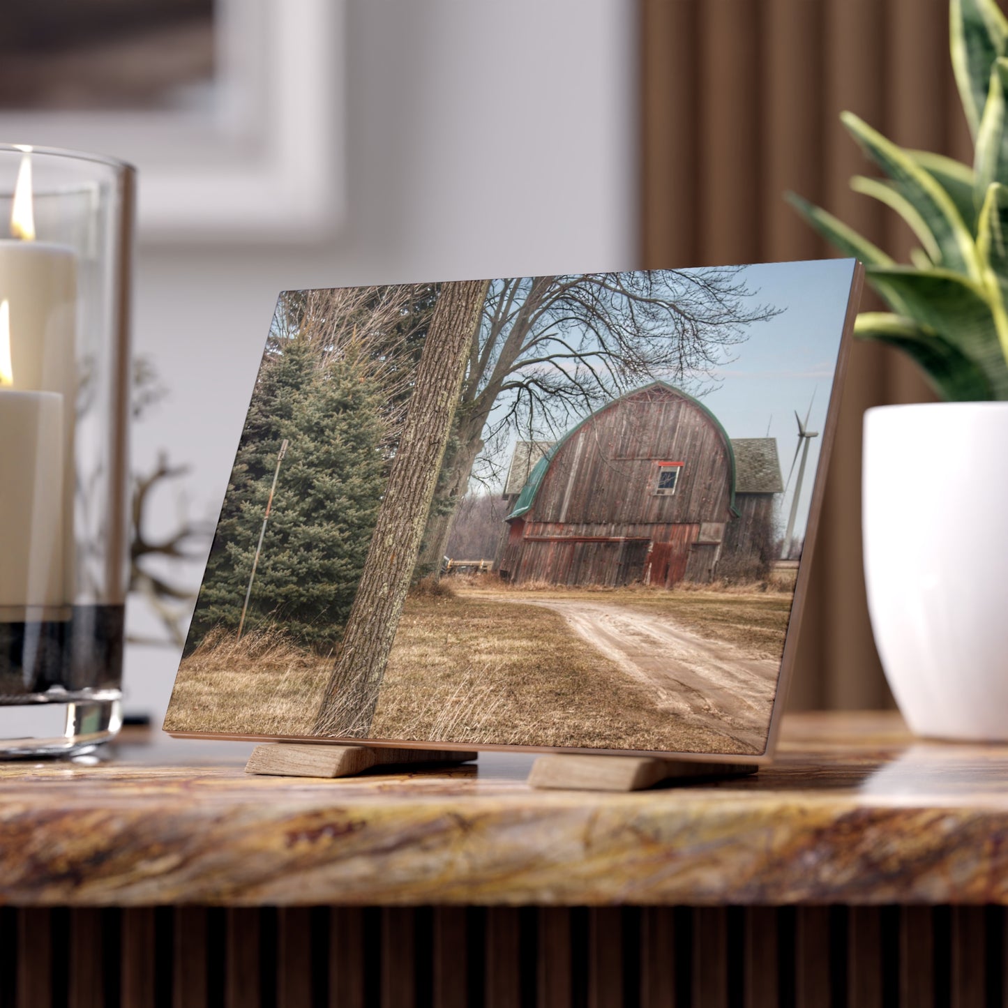 U R There Photography Barn of Deckerville Road Rustic Farmhouse Decorative Ceramic Tile