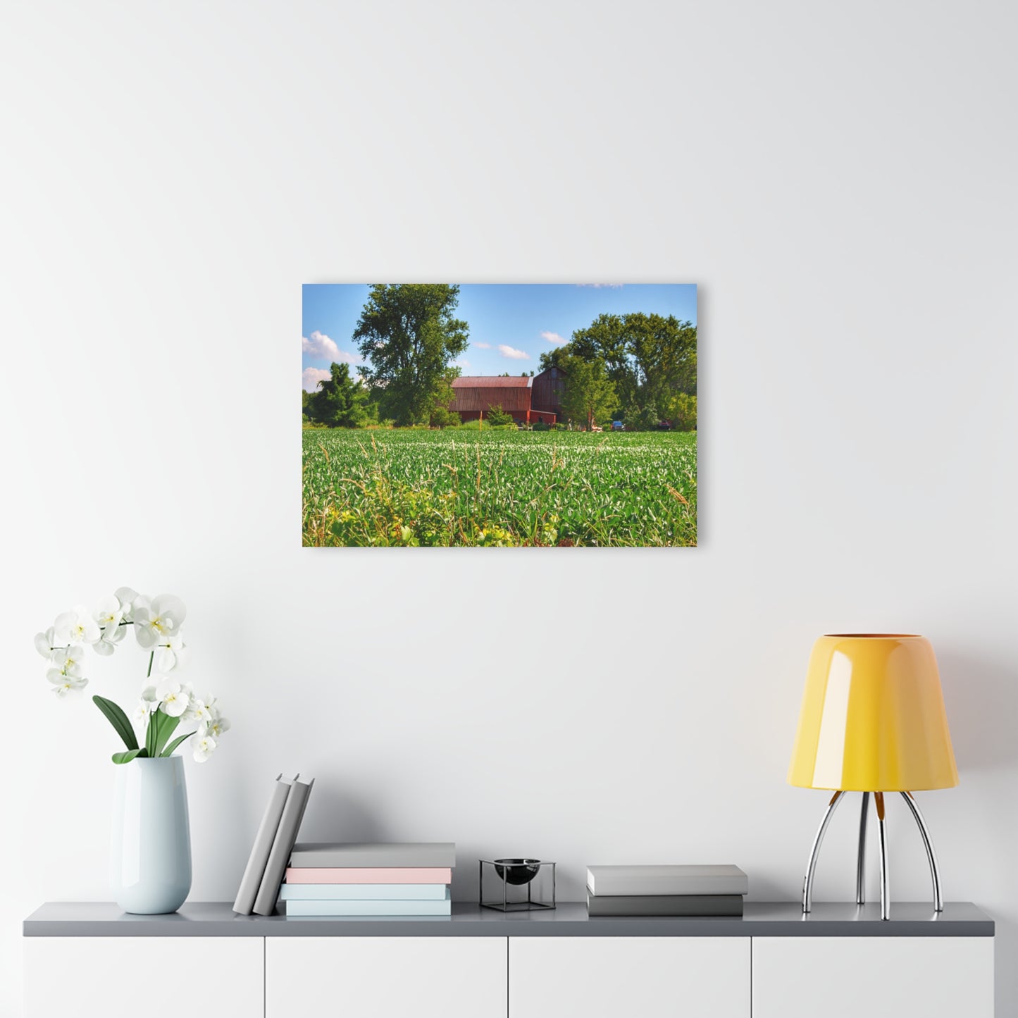 U R There Photography Canada Road Hidden Red Rustic Farmhouse Acrylic Wall Print