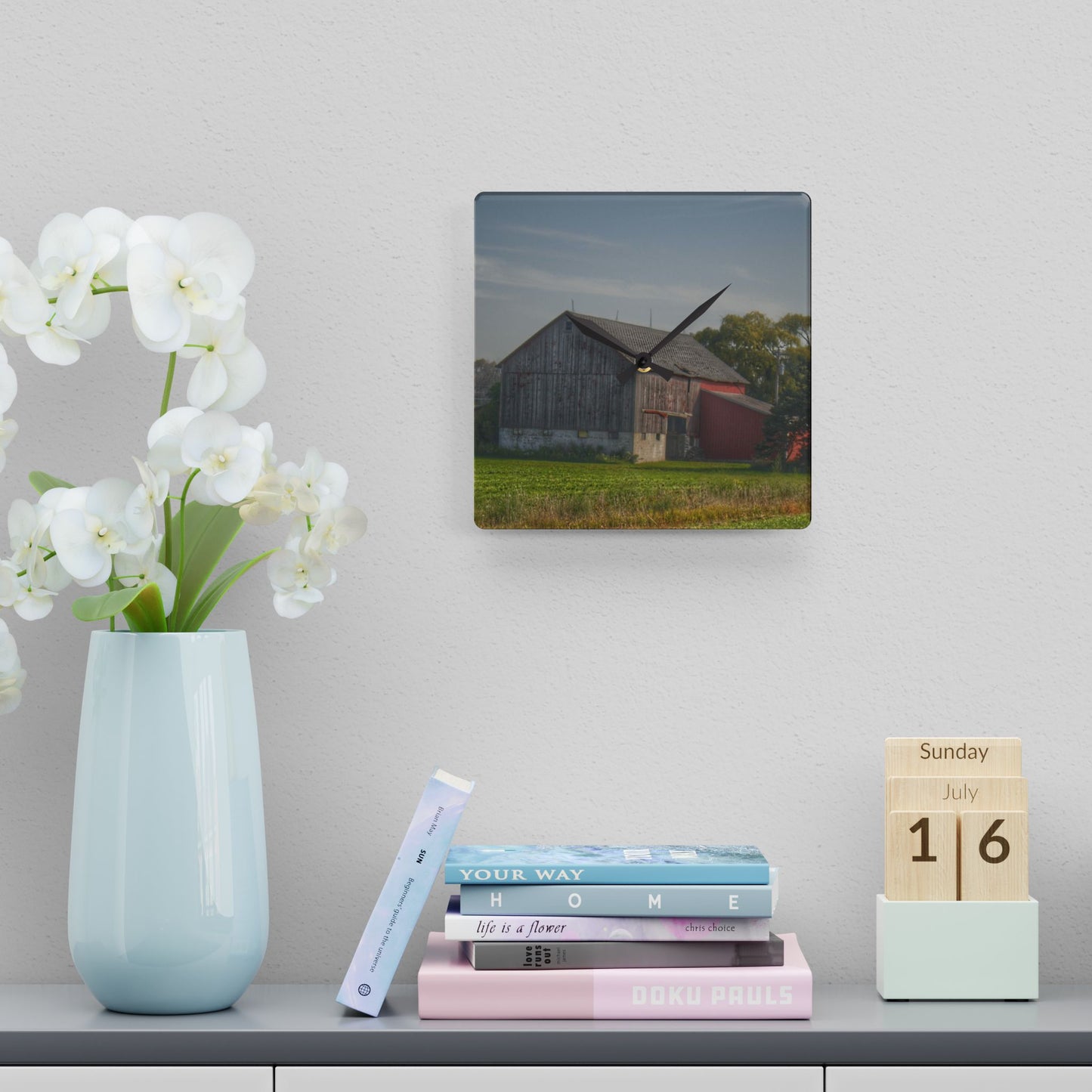 Rustic Farmhouse Wall Clock featuring Pigeon Grey Saltbox
