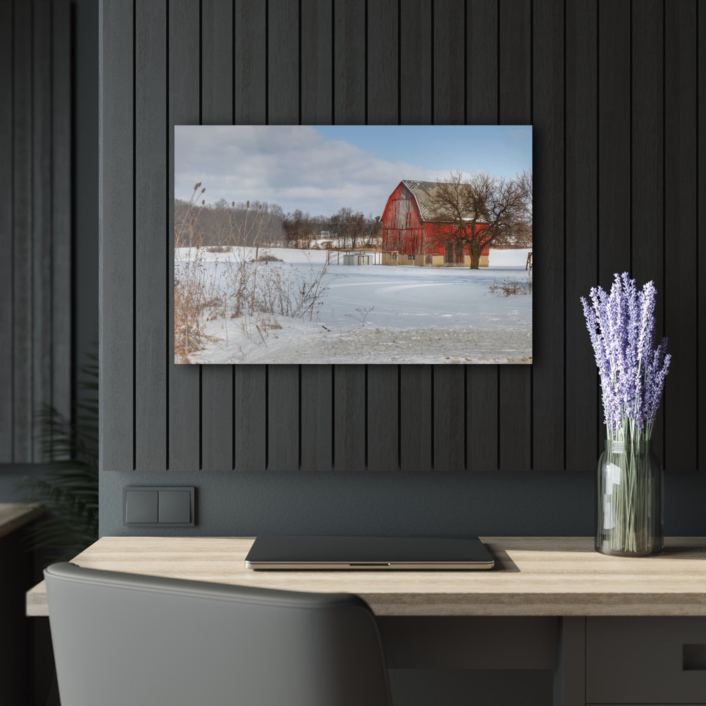 U R There Photography Oregon Road Hillside Red Rustic Farmhouse Acrylic Wall Print