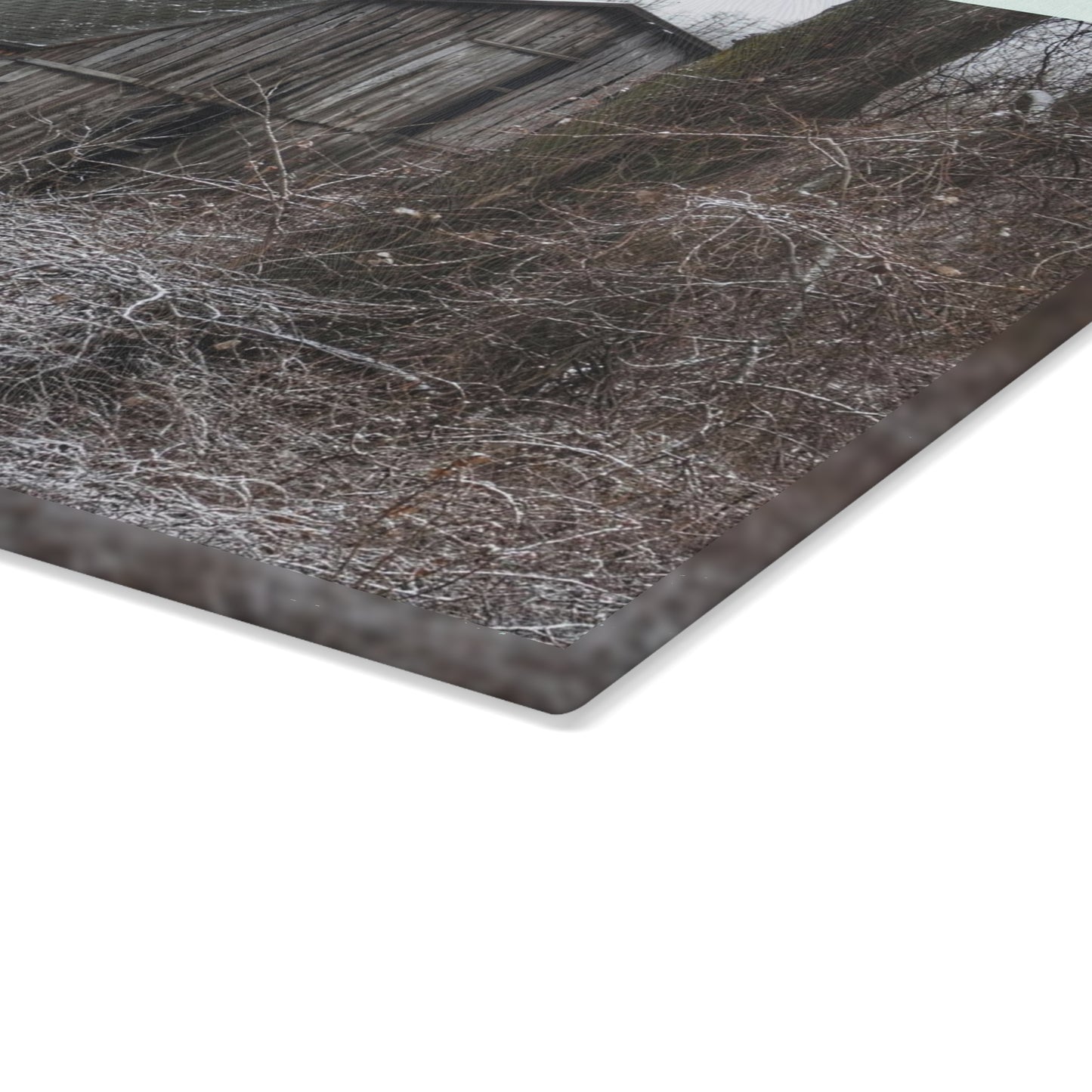 U R There Photography Saginaw Road Grey Rustic Farmhouse Tempered-Glass Cutting Board