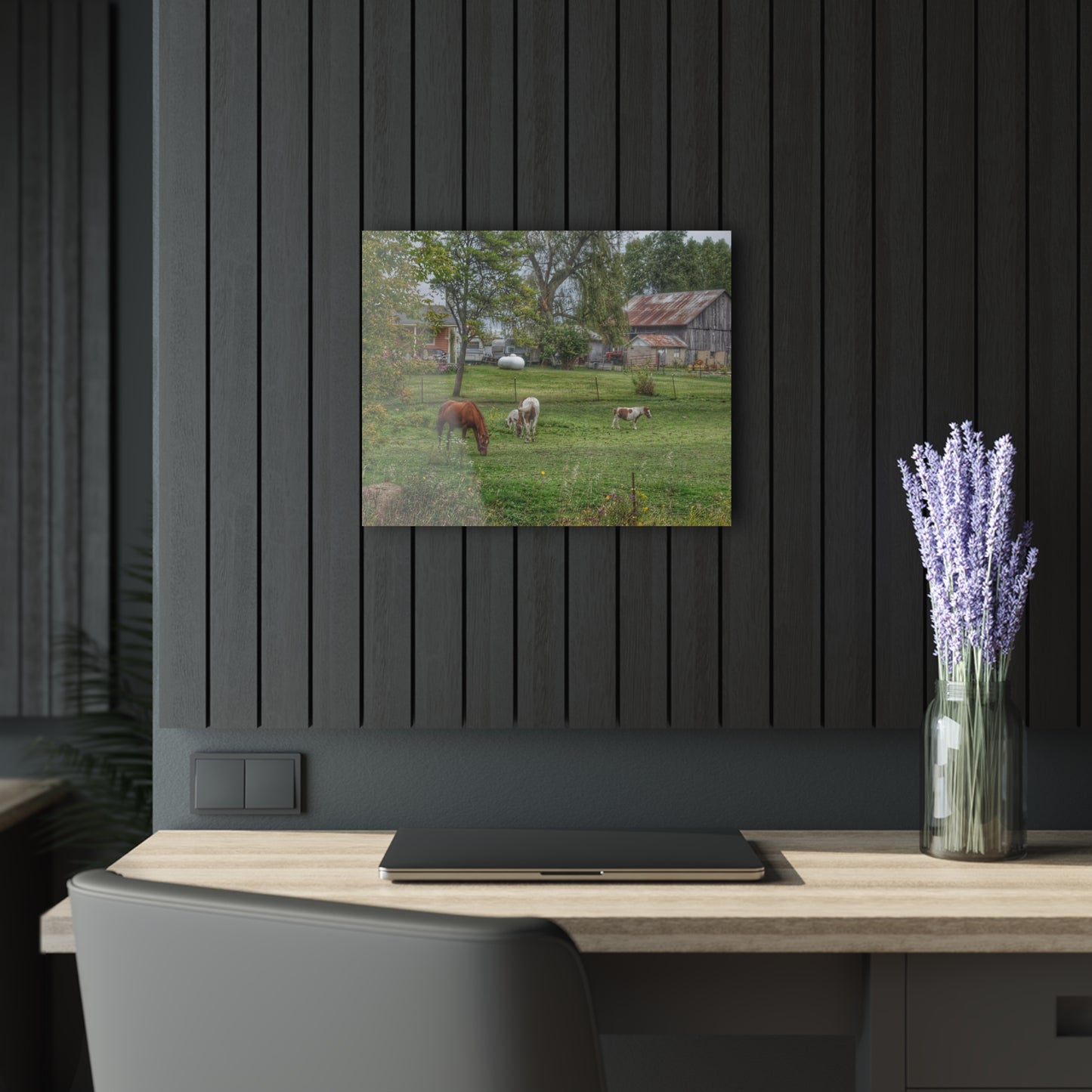 U R There Photography Front Yard Ponies Rustic Farmhouse Acrylic Wall Print