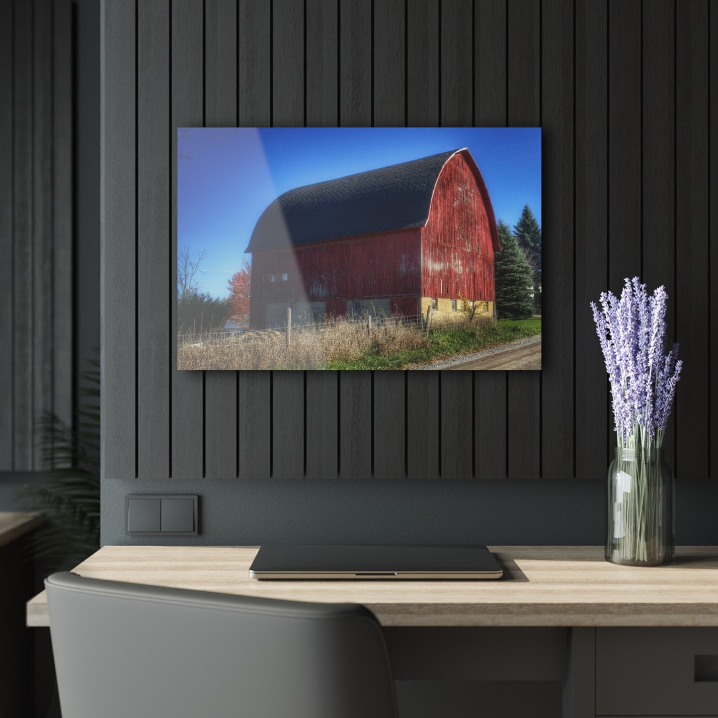 U R There Photography Big Roadside Red Rustic Farmhouse Acrylic Wall Print
