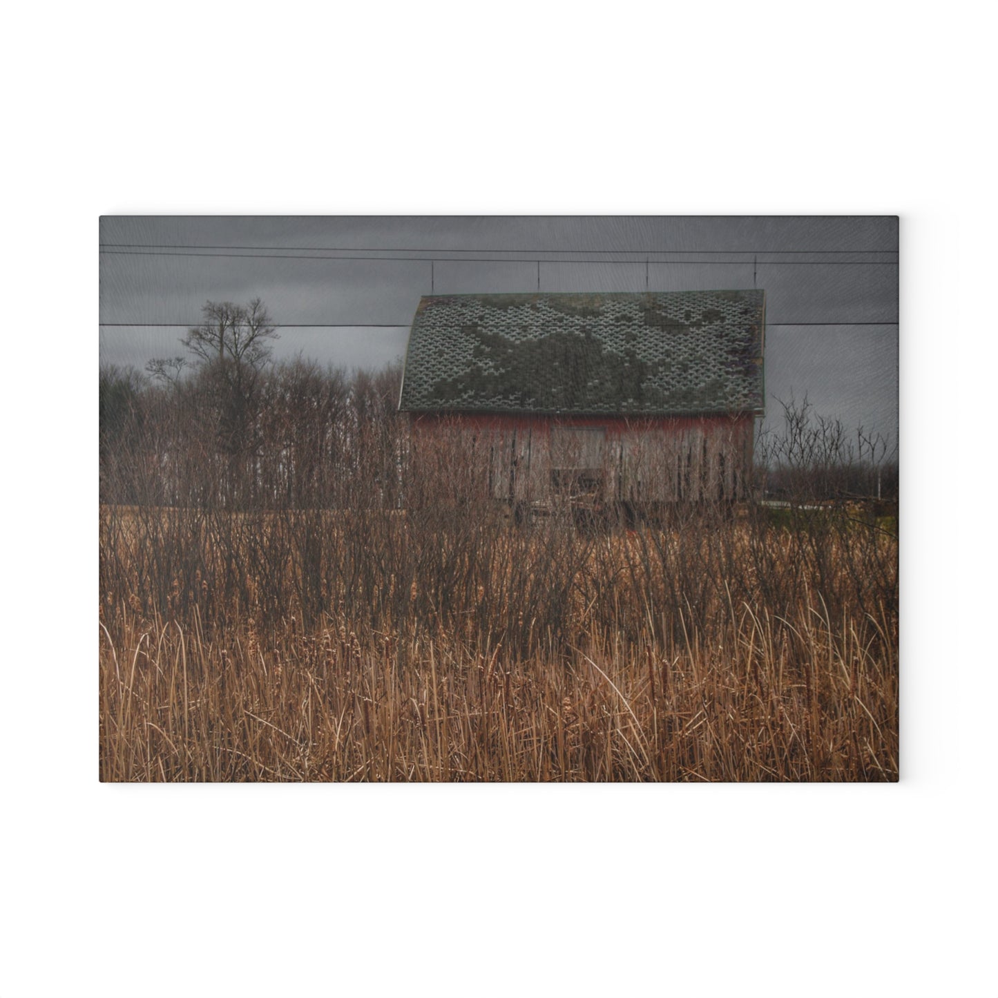 U R There Photography Brown Road Rustic Rustic Farmhouse Tempered-Glass Cutting Board