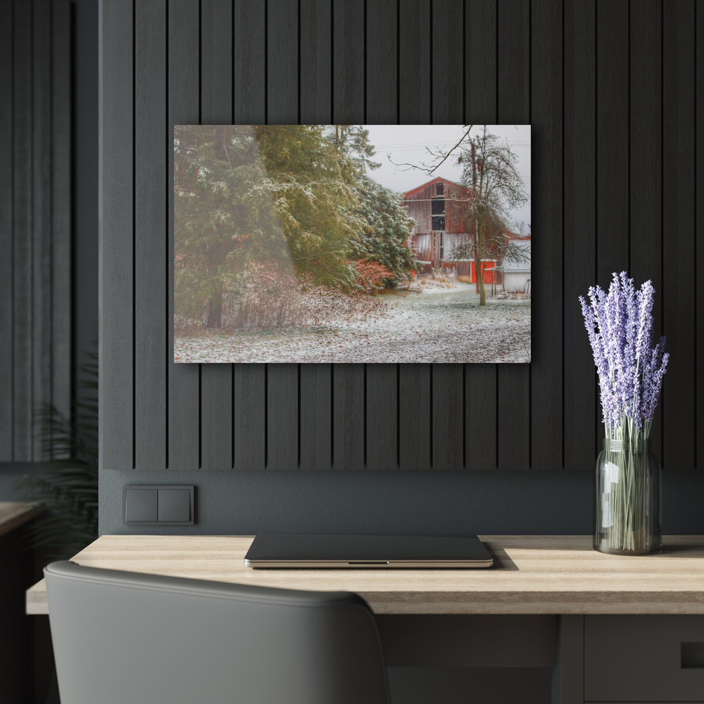 U R There Photography Lum Hidden Red Rustic Farmhouse Acrylic Wall Print