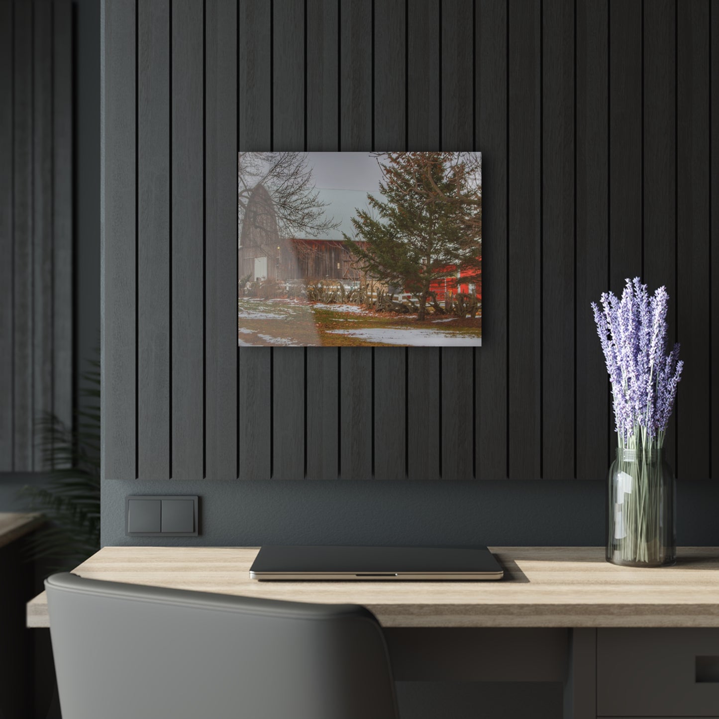 U R There Photography Schott Road Grey II Rustic Farmhouse Acrylic Wall Print