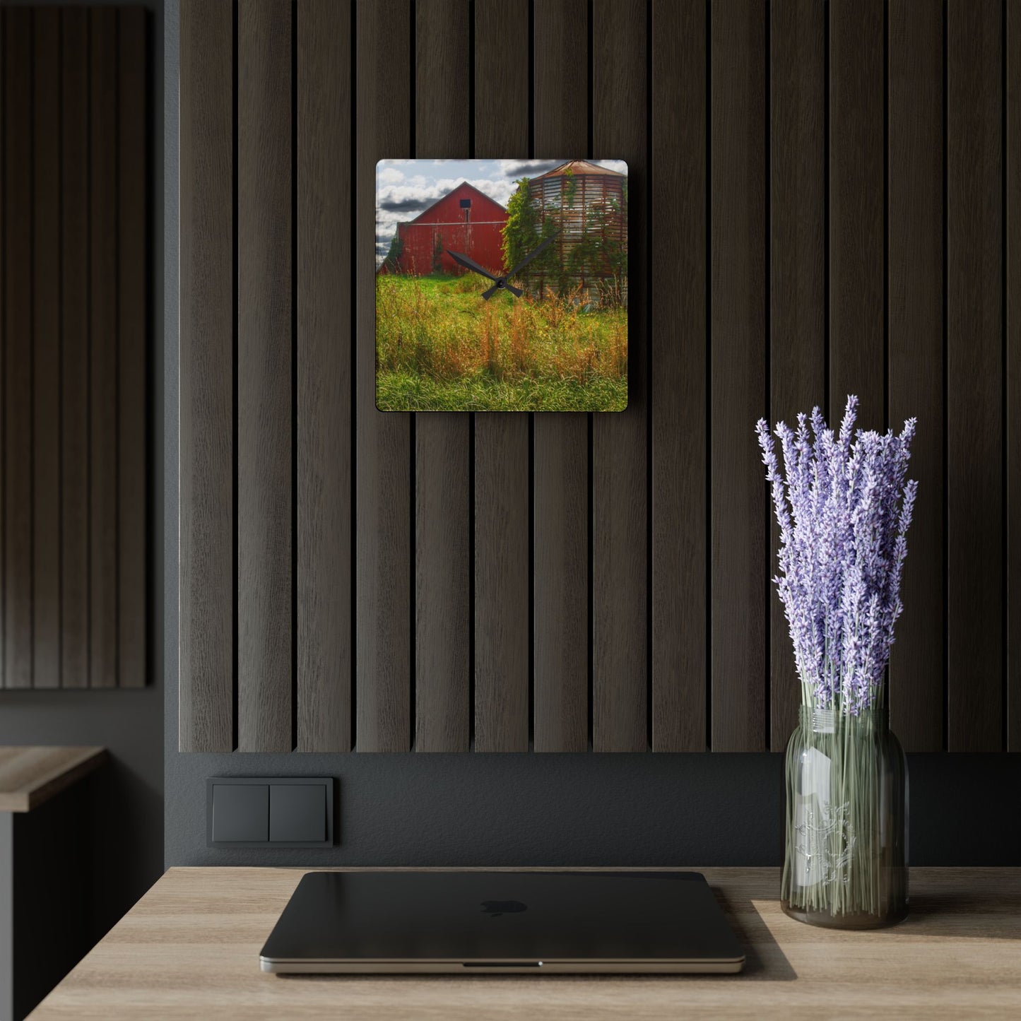 U R There Photography Roadside Relics Rustic Farmhouse Acrylic Analog Wall Clock