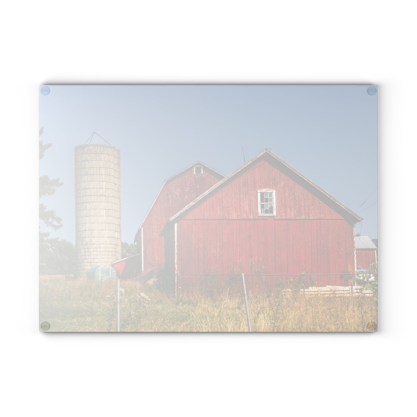 U R There Photography Shoemaker Road Reds Rustic Farmhouse Tempered-Glass Cutting Board