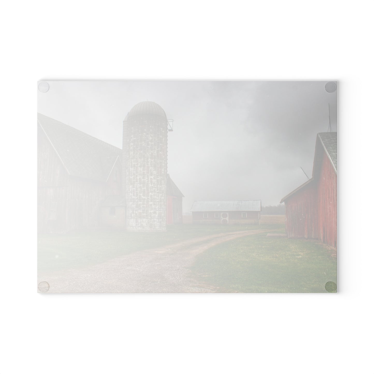 U R There Photography Roedel Roadside Reds II Rustic Farmhouse Tempered-Glass Cutting Board