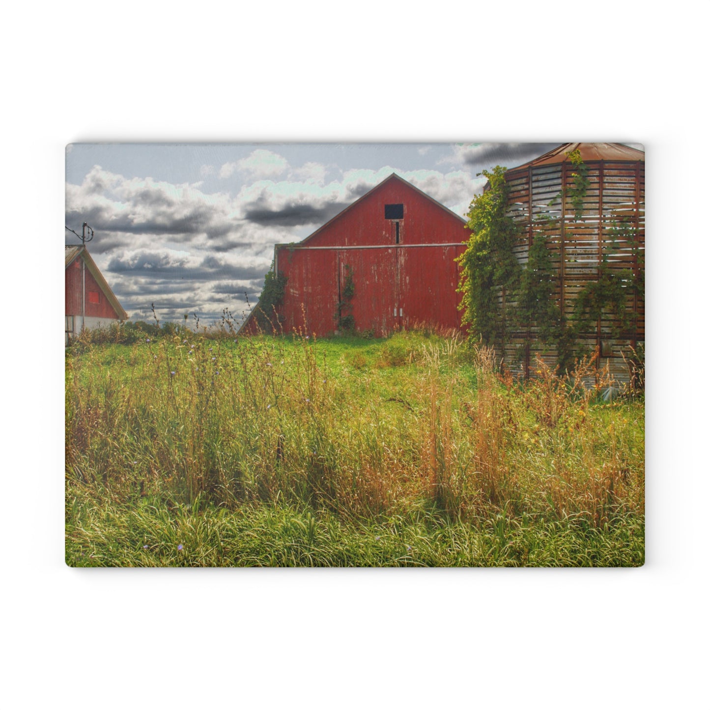 U R There Photography Roadside Relics Rustic Farmhouse Tempered-Glass Cutting Board